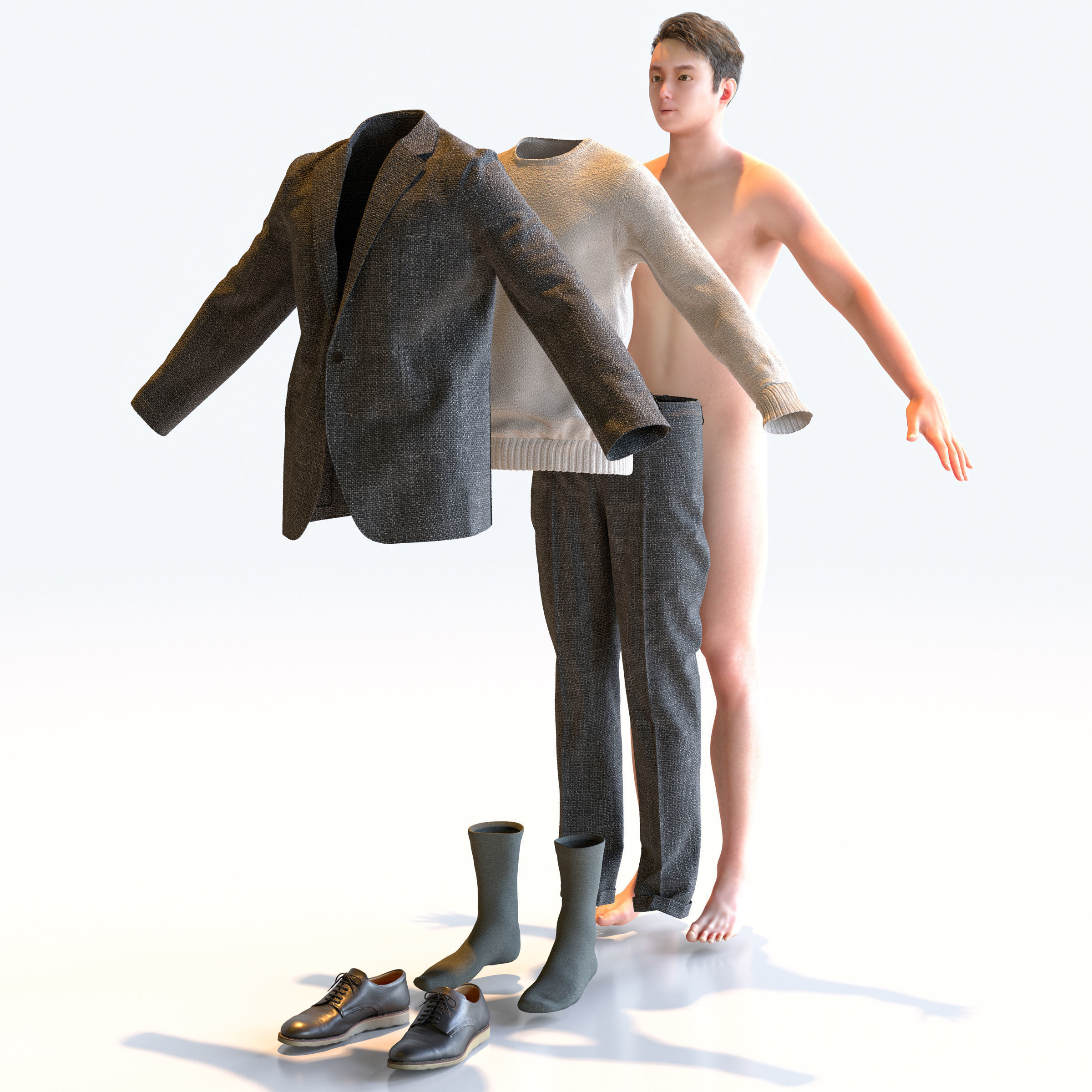 30x A-pose Asian People Bundle 3D Model Collection_13