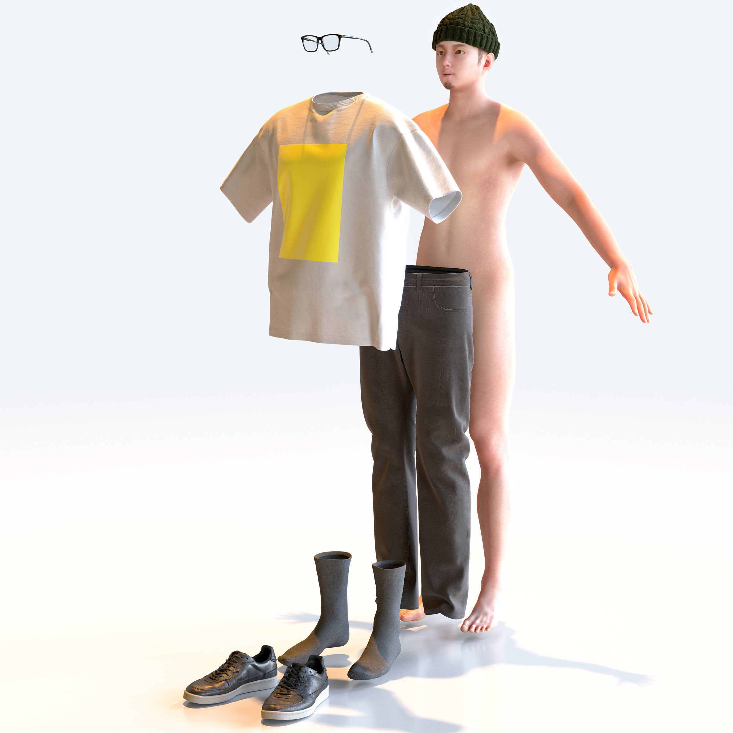 30x A-pose Asian People Bundle 3D Model Collection_34
