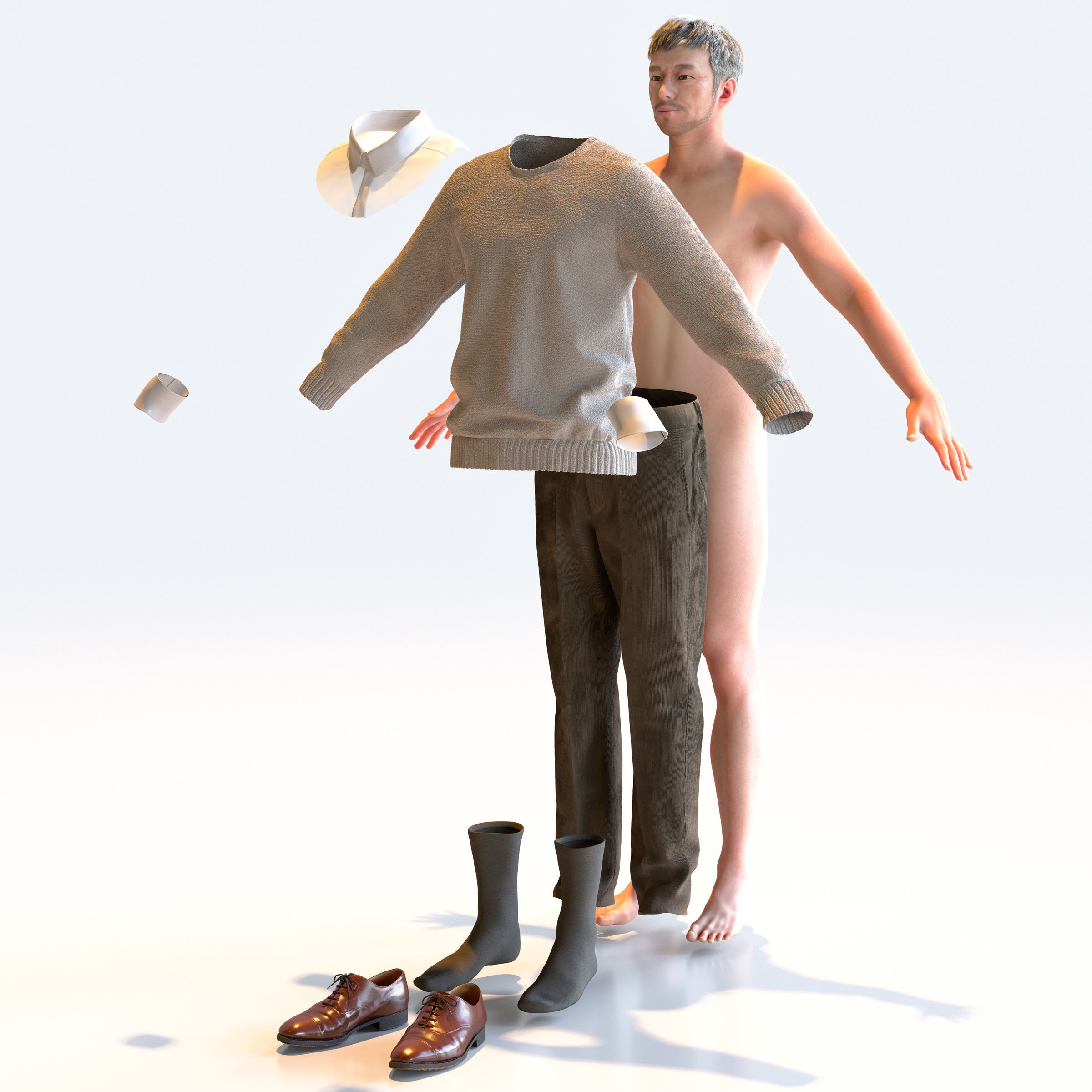 30x A-pose Asian People Bundle 3D Model Collection_24