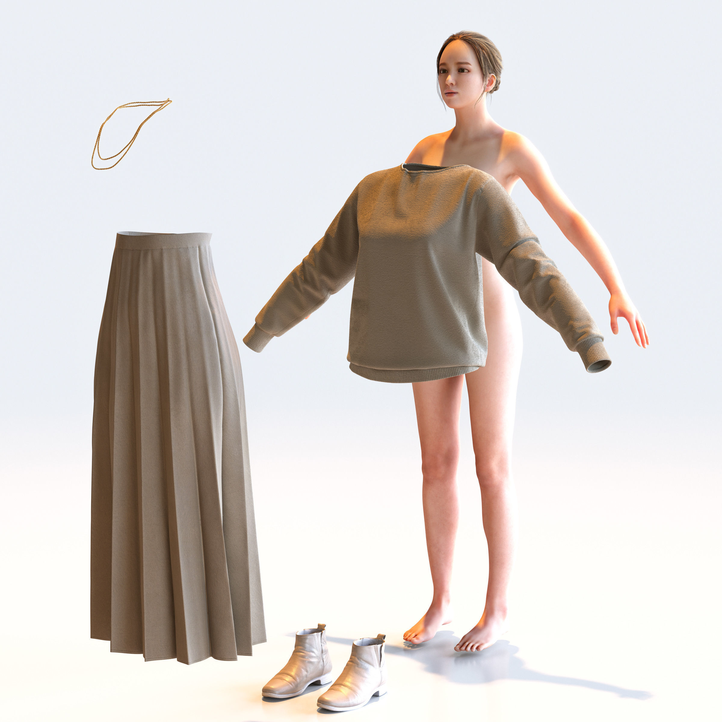 30x A-pose Asian People Bundle 3D Model Collection_20