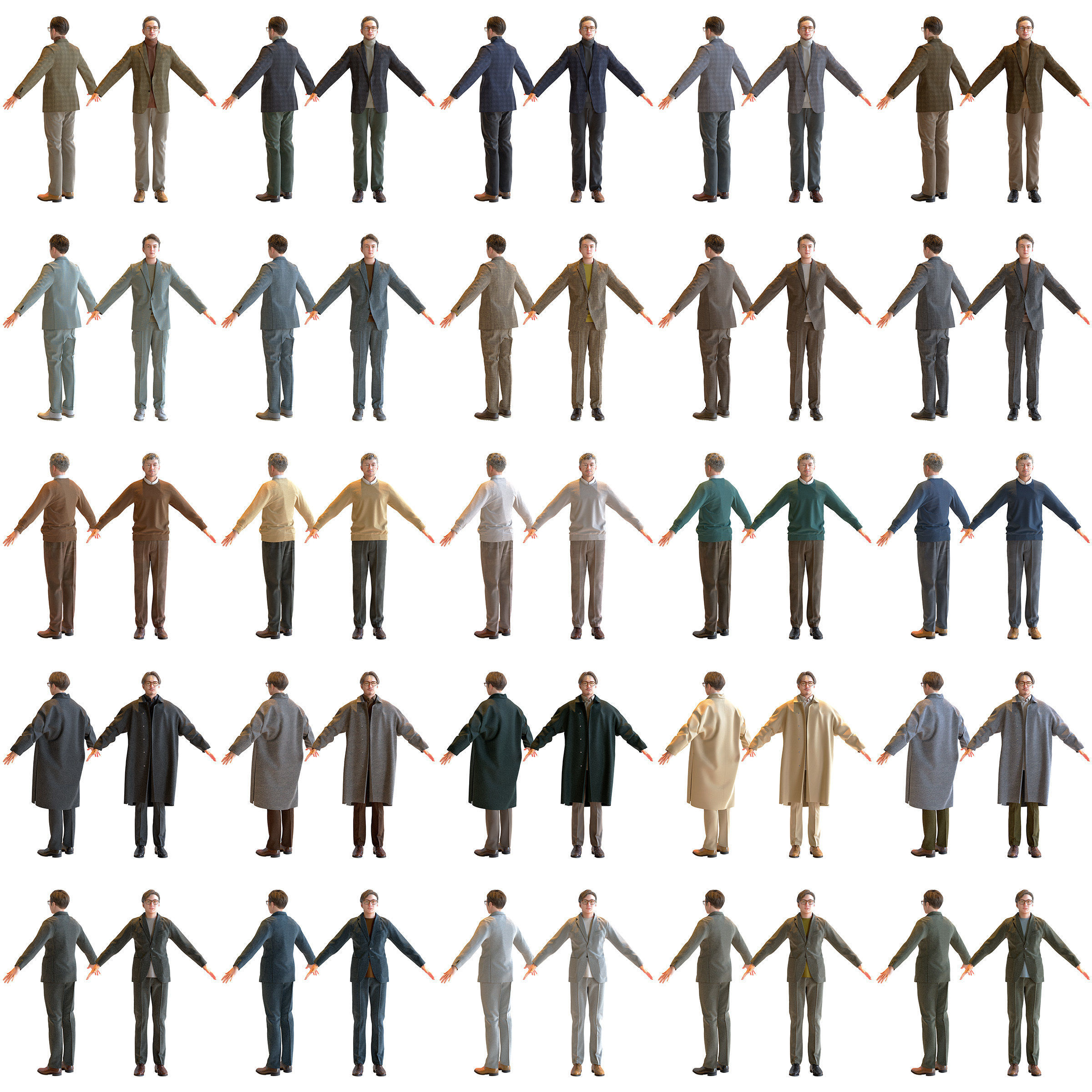 30x A-pose Asian People Bundle 3D Model Collection_4