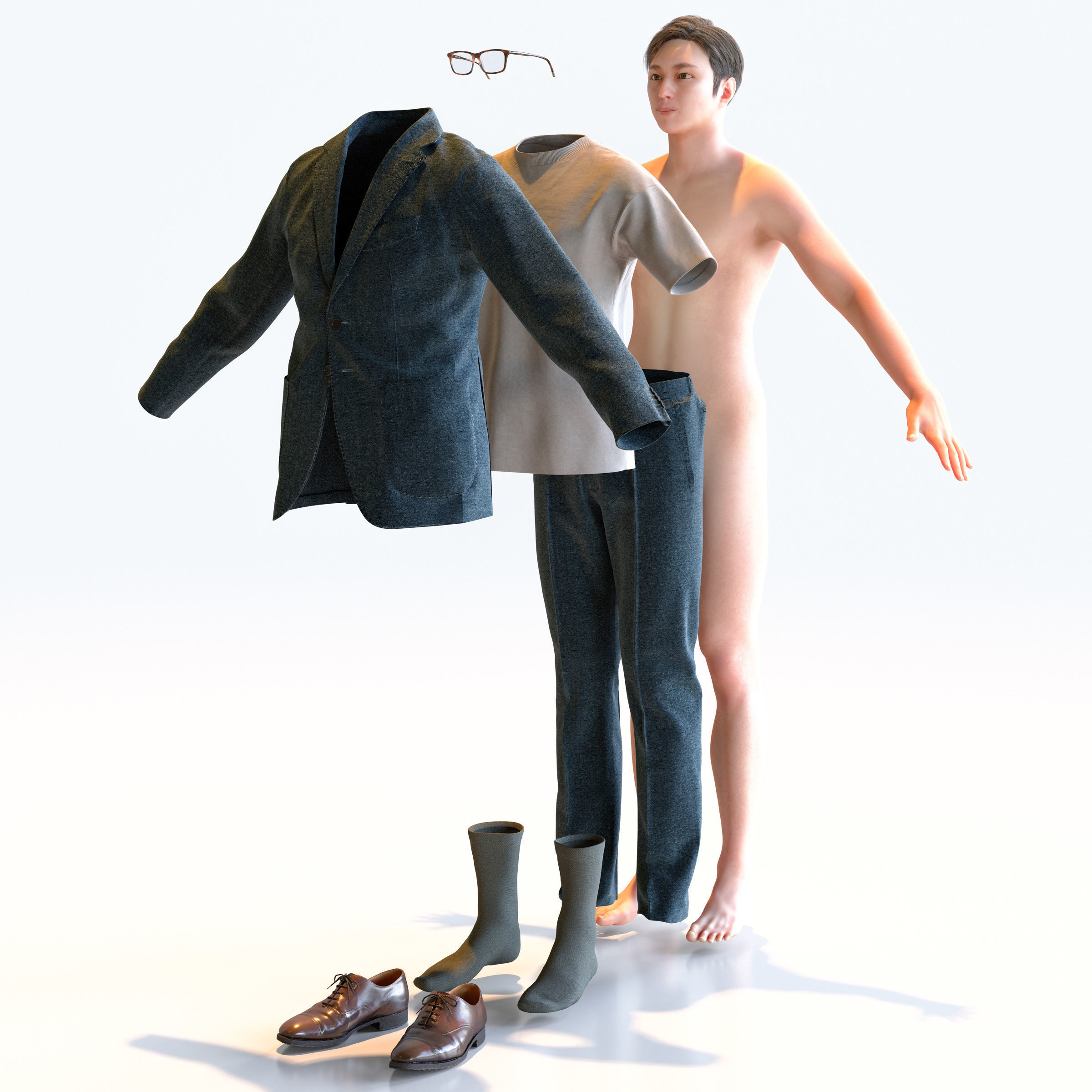 30x A-pose Asian People Bundle 3D Model Collection_25