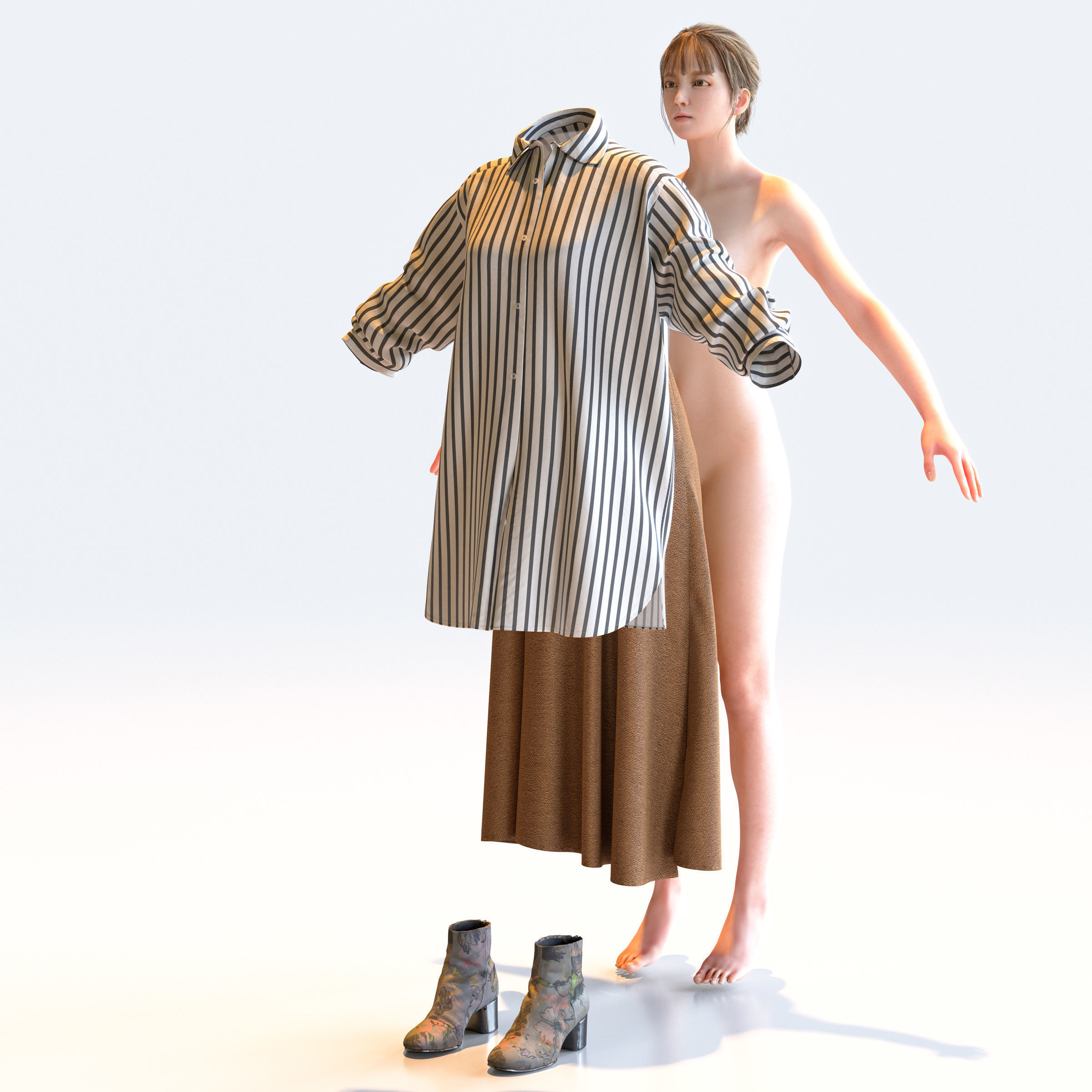 30x A-pose Asian People Bundle 3D Model Collection_27