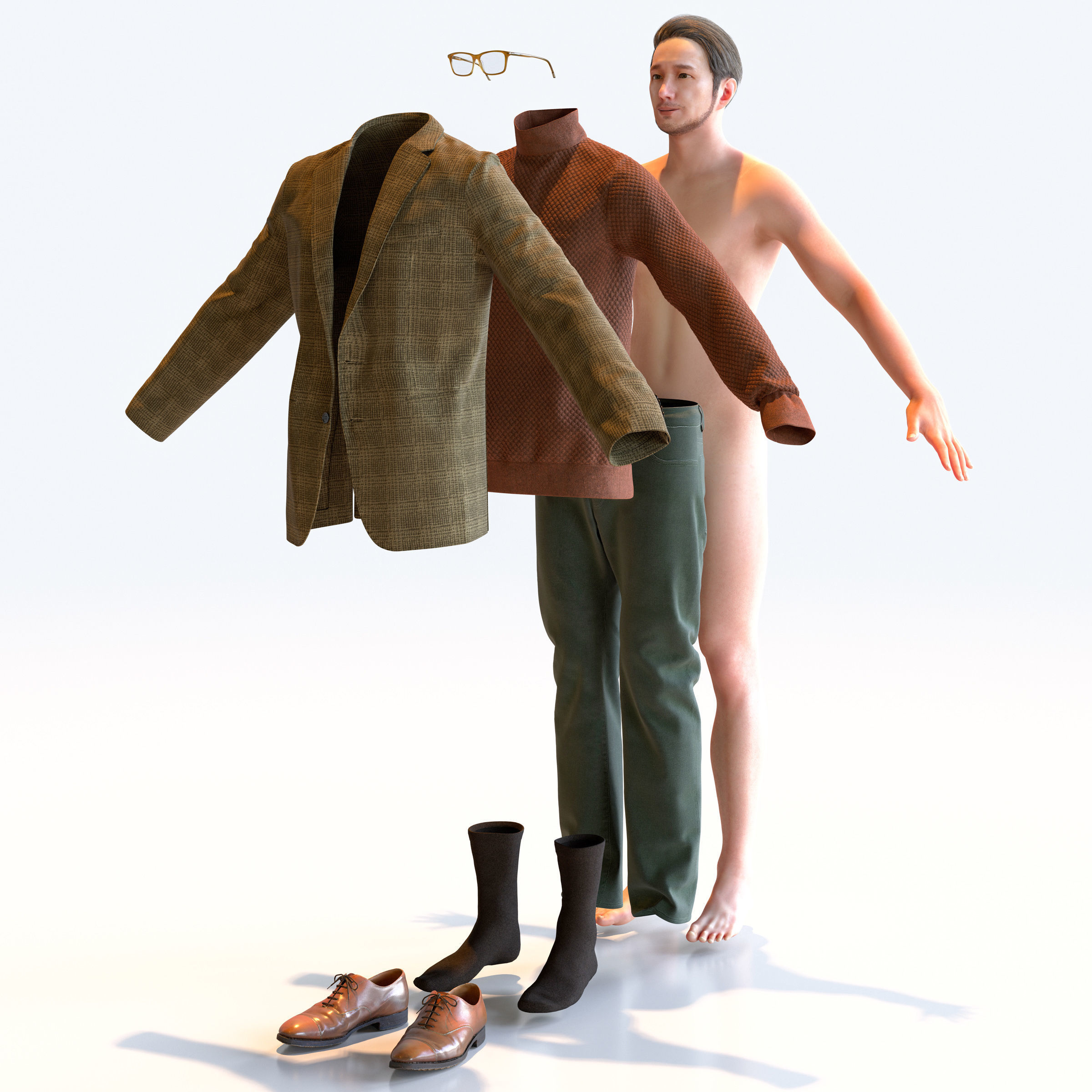 30x A-pose Asian People Bundle 3D Model Collection_23