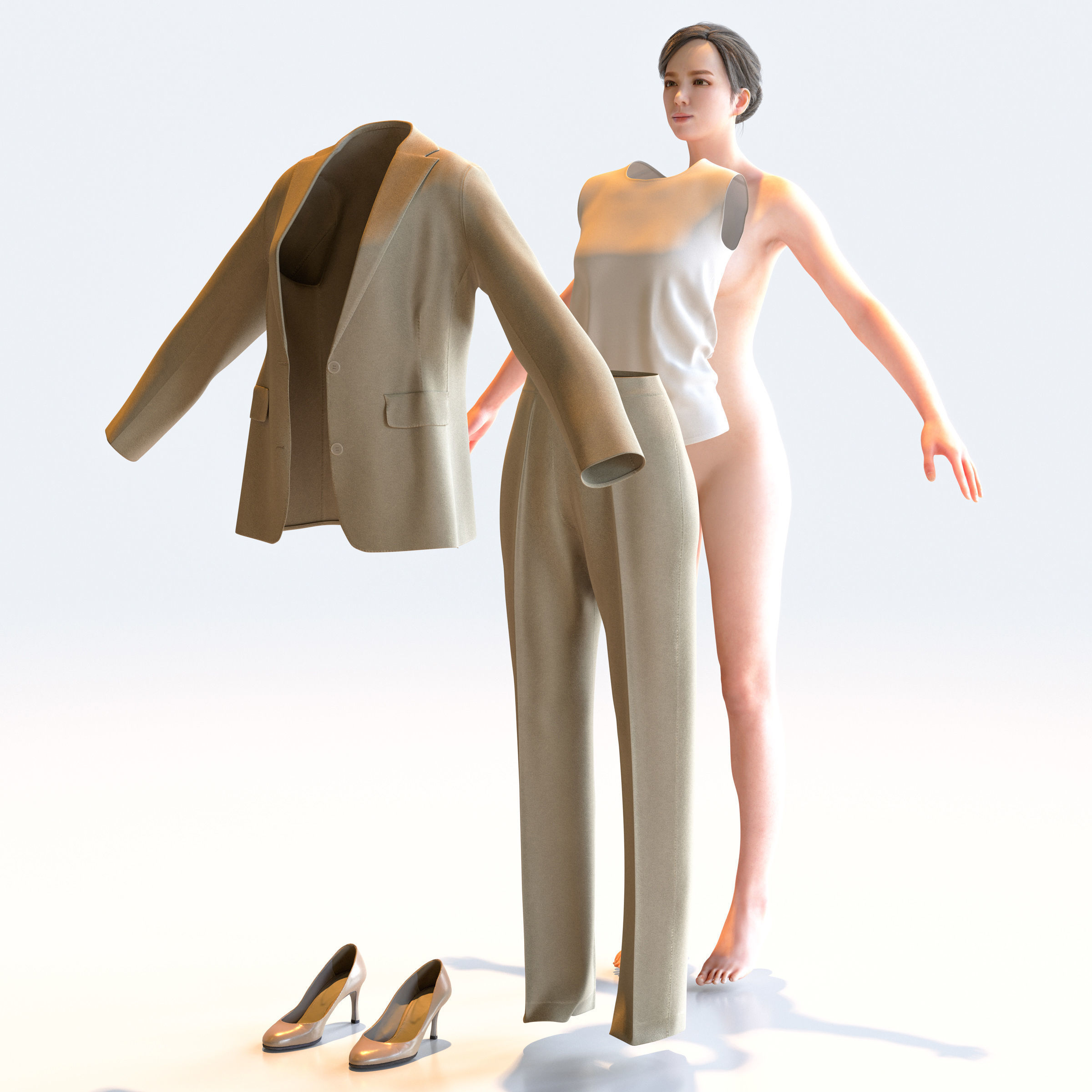 30x A-pose Asian People Bundle 3D Model Collection_9