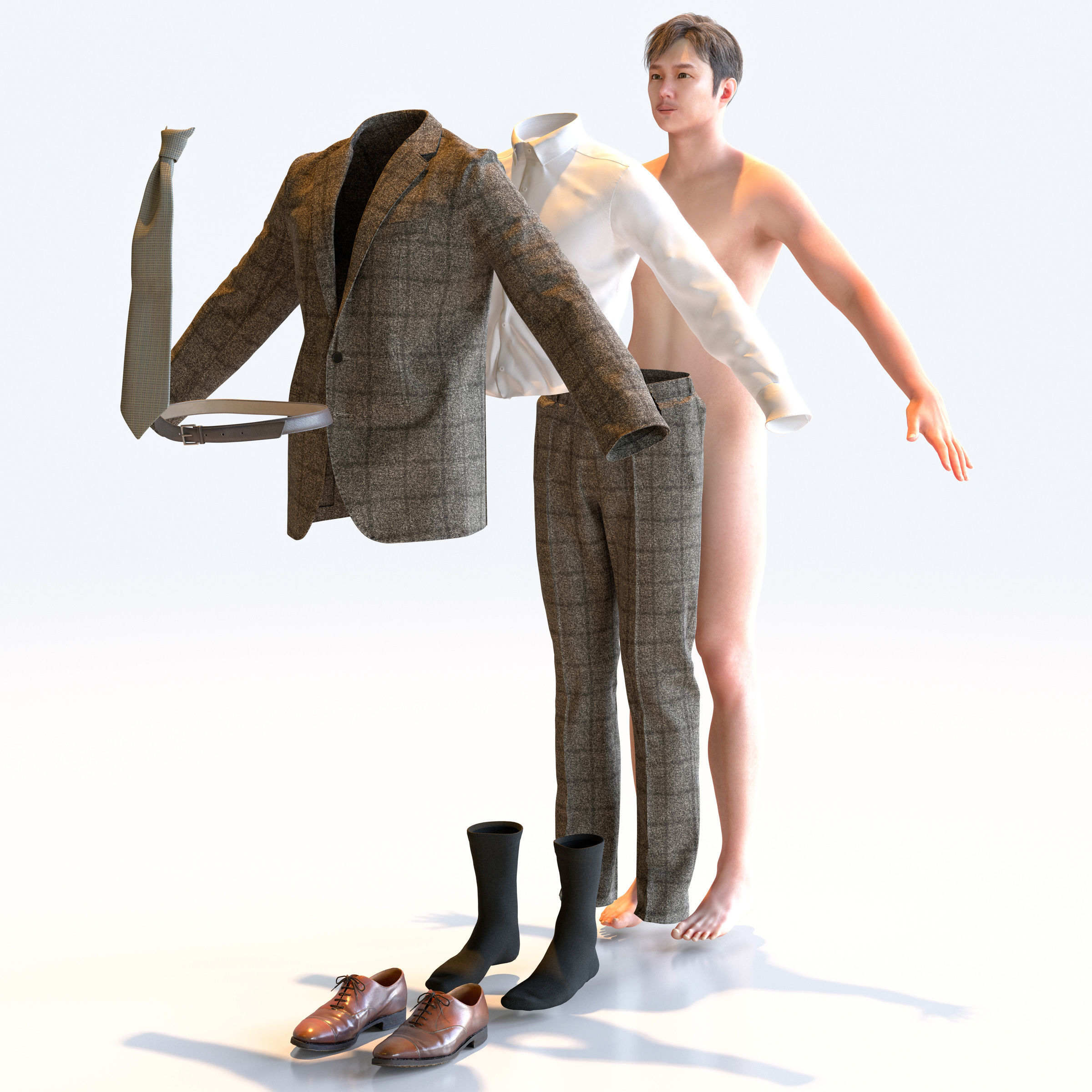 30x A-pose Asian People Bundle 3D Model Collection_14