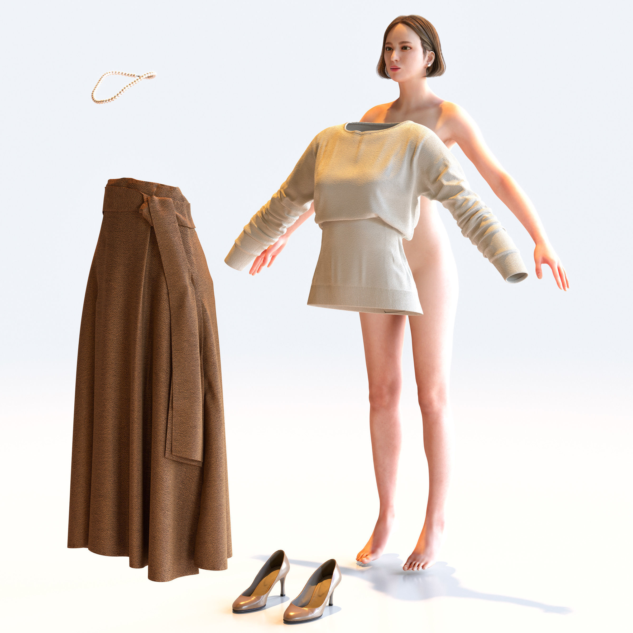 30x A-pose Asian People Bundle 3D Model Collection_21