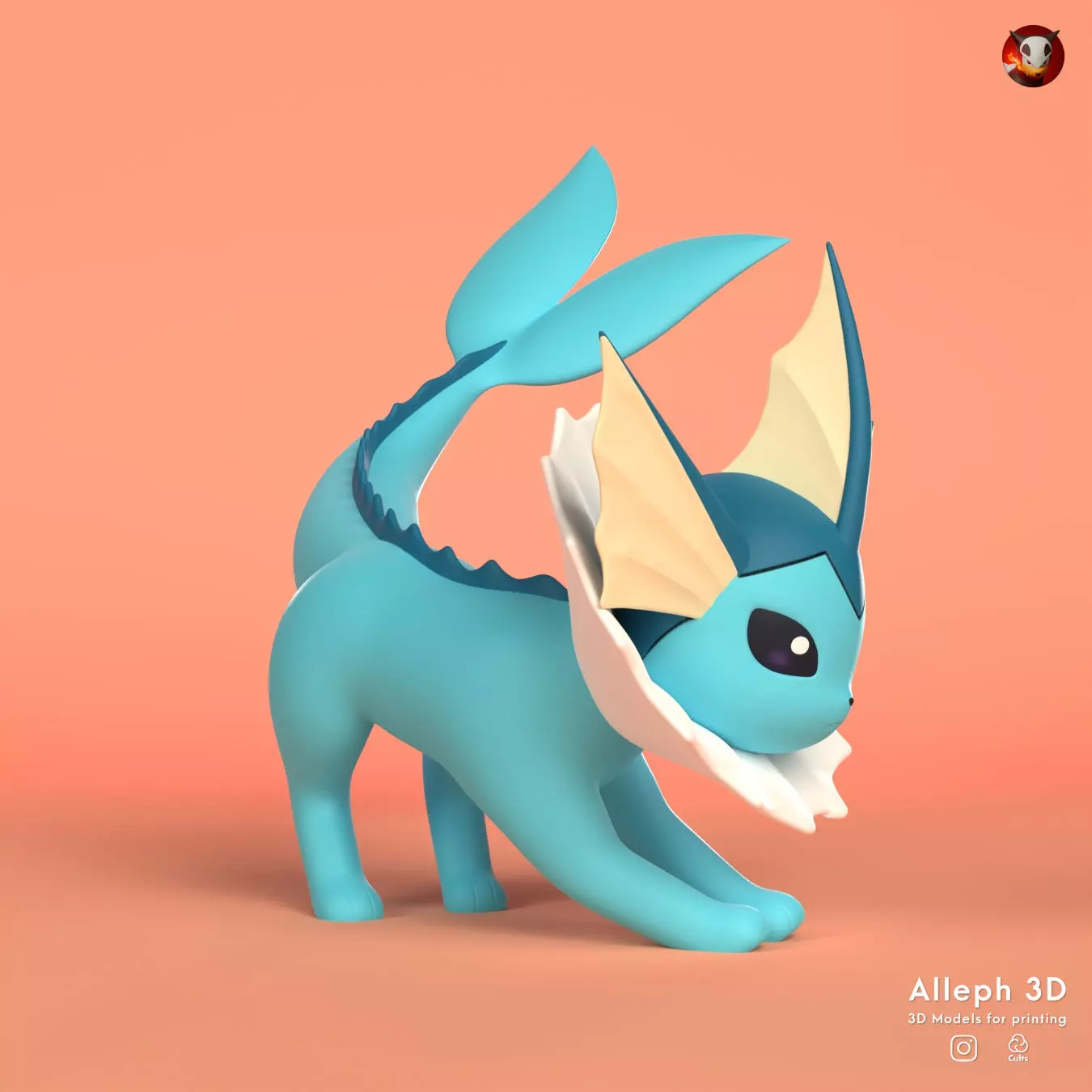 Pokemon vaporeon 3D print model_0