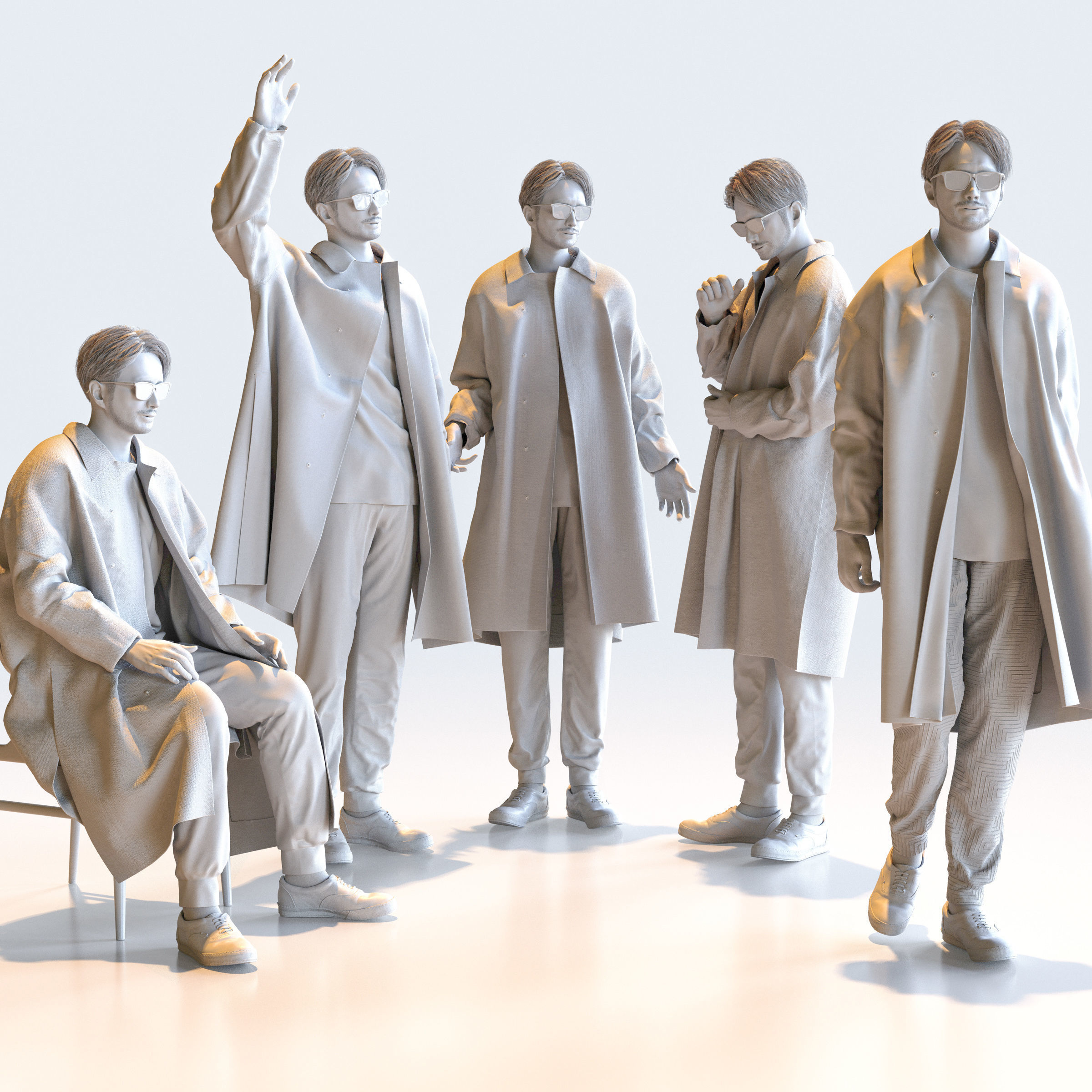 150x Posed Asian People Bundle 3D Model Collection_46