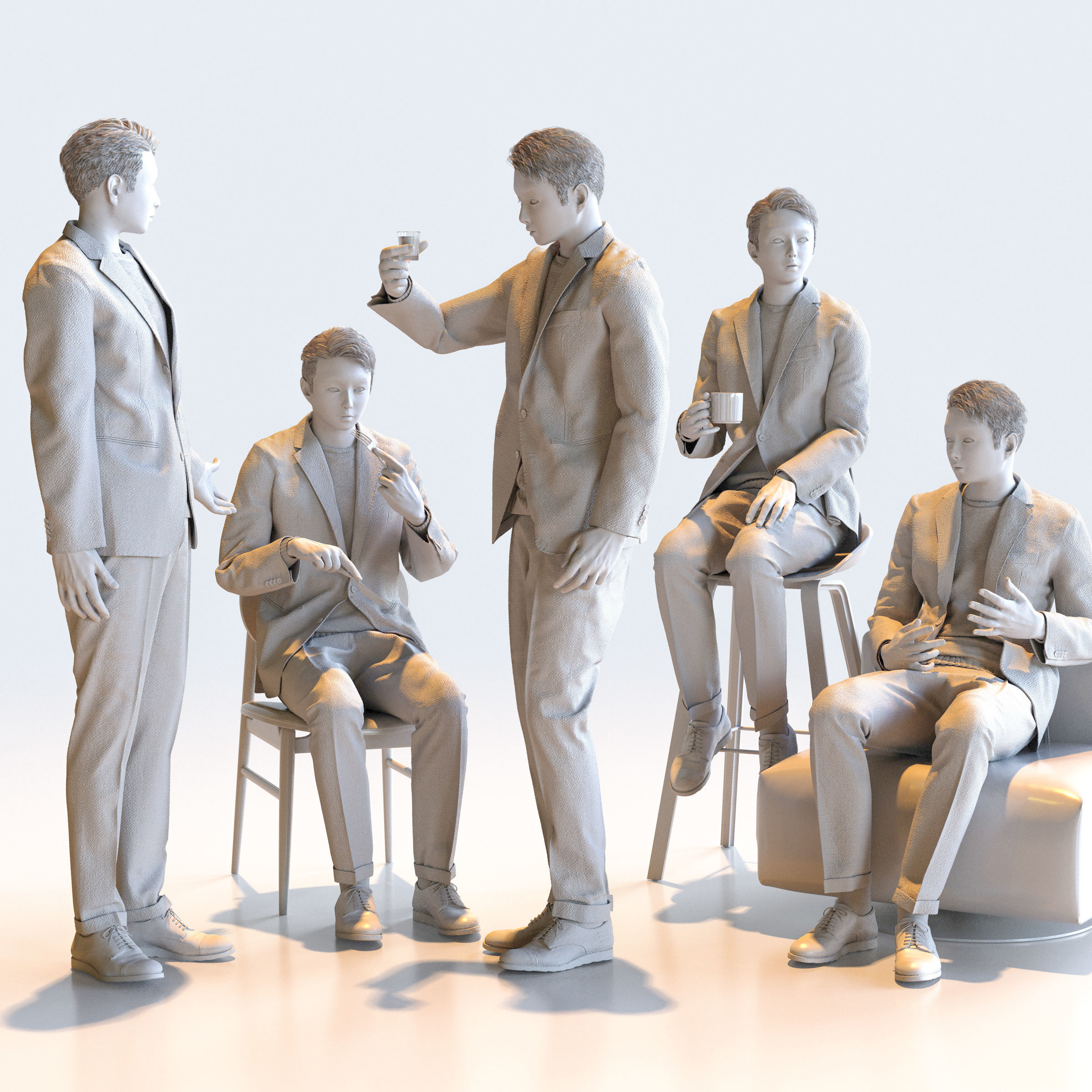 150x Posed Asian People Bundle 3D Model Collection_20