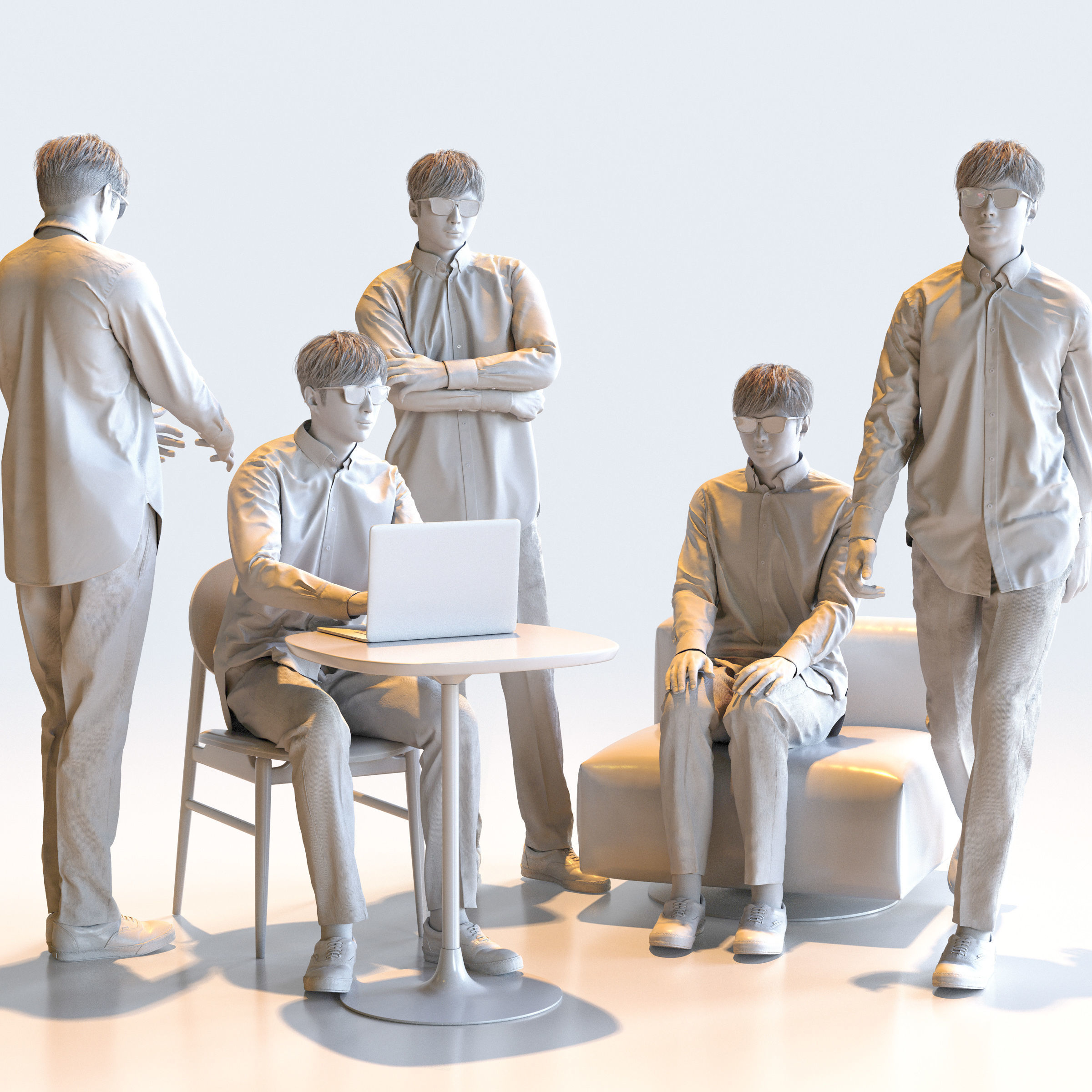 150x Posed Asian People Bundle 3D Model Collection_40