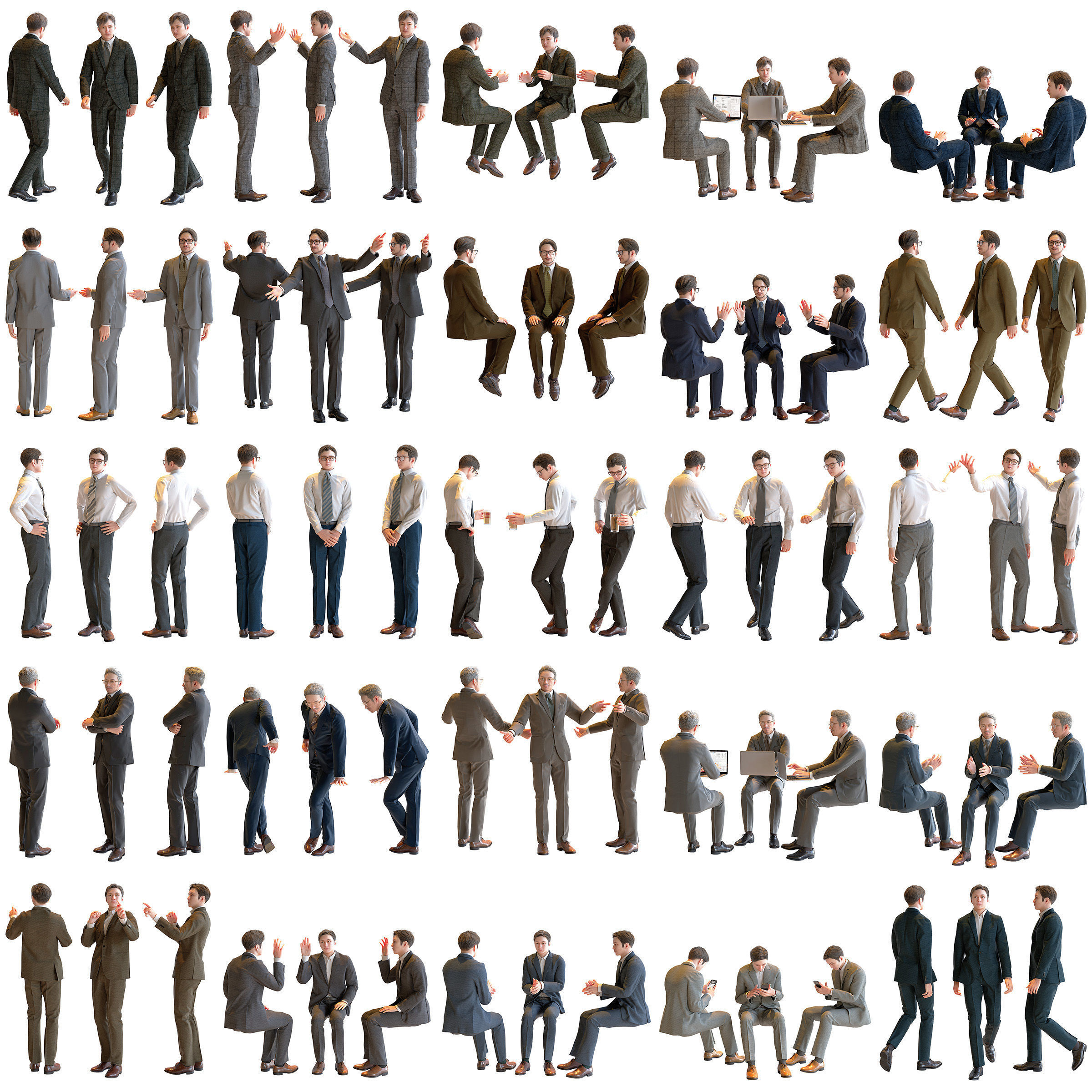 150x Posed Asian People Bundle 3D Model Collection_1