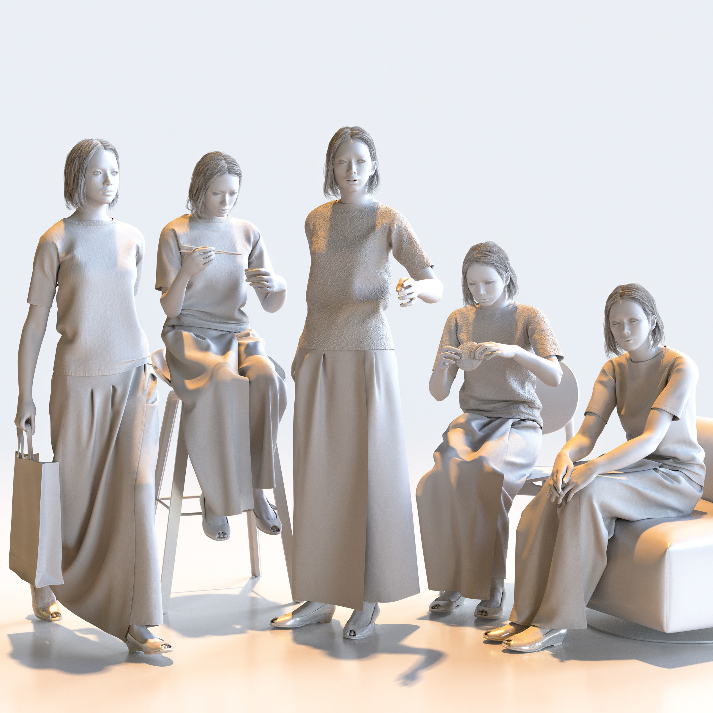 150x Posed Asian People Bundle 3D Model Collection_30