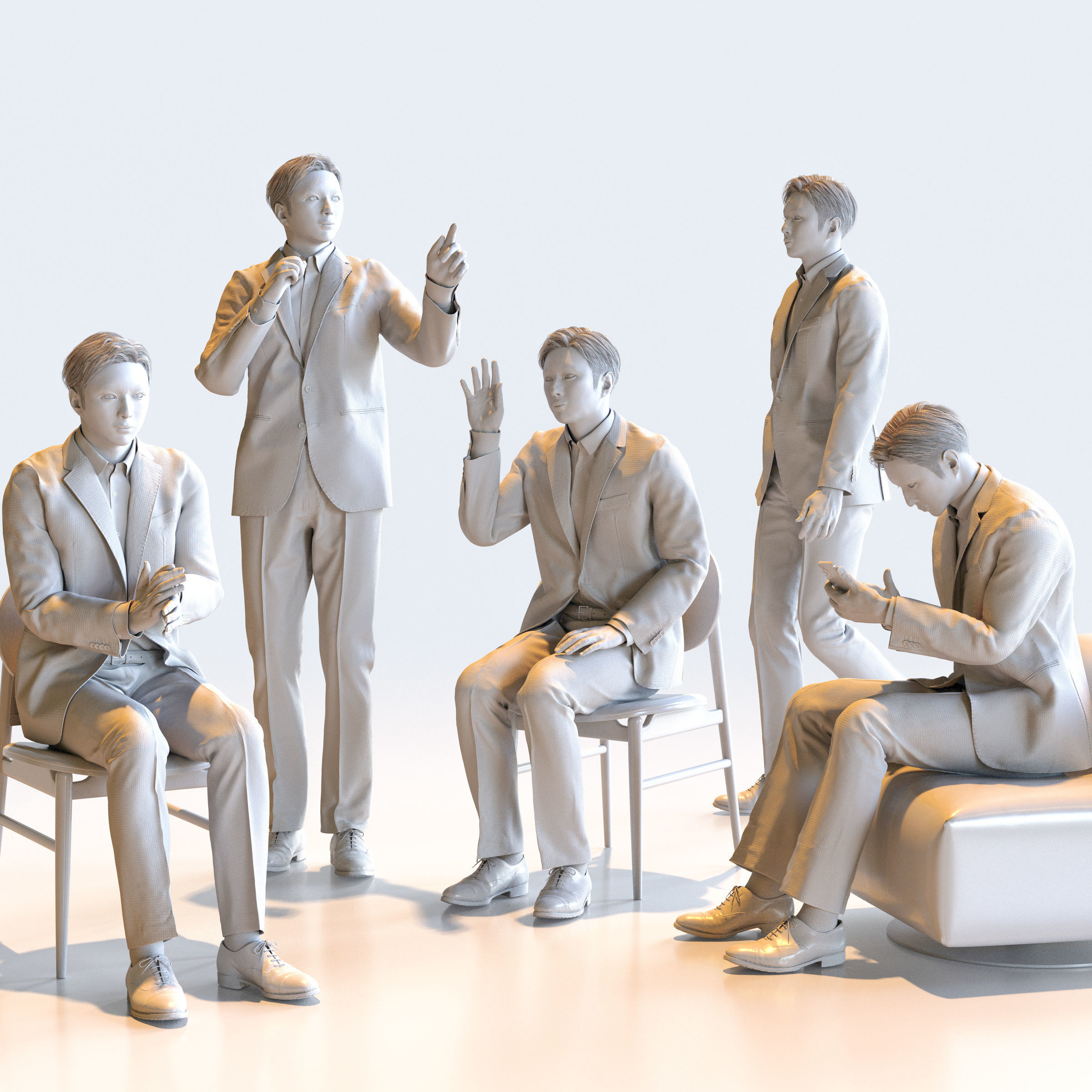 150x Posed Asian People Bundle 3D Model Collection_66