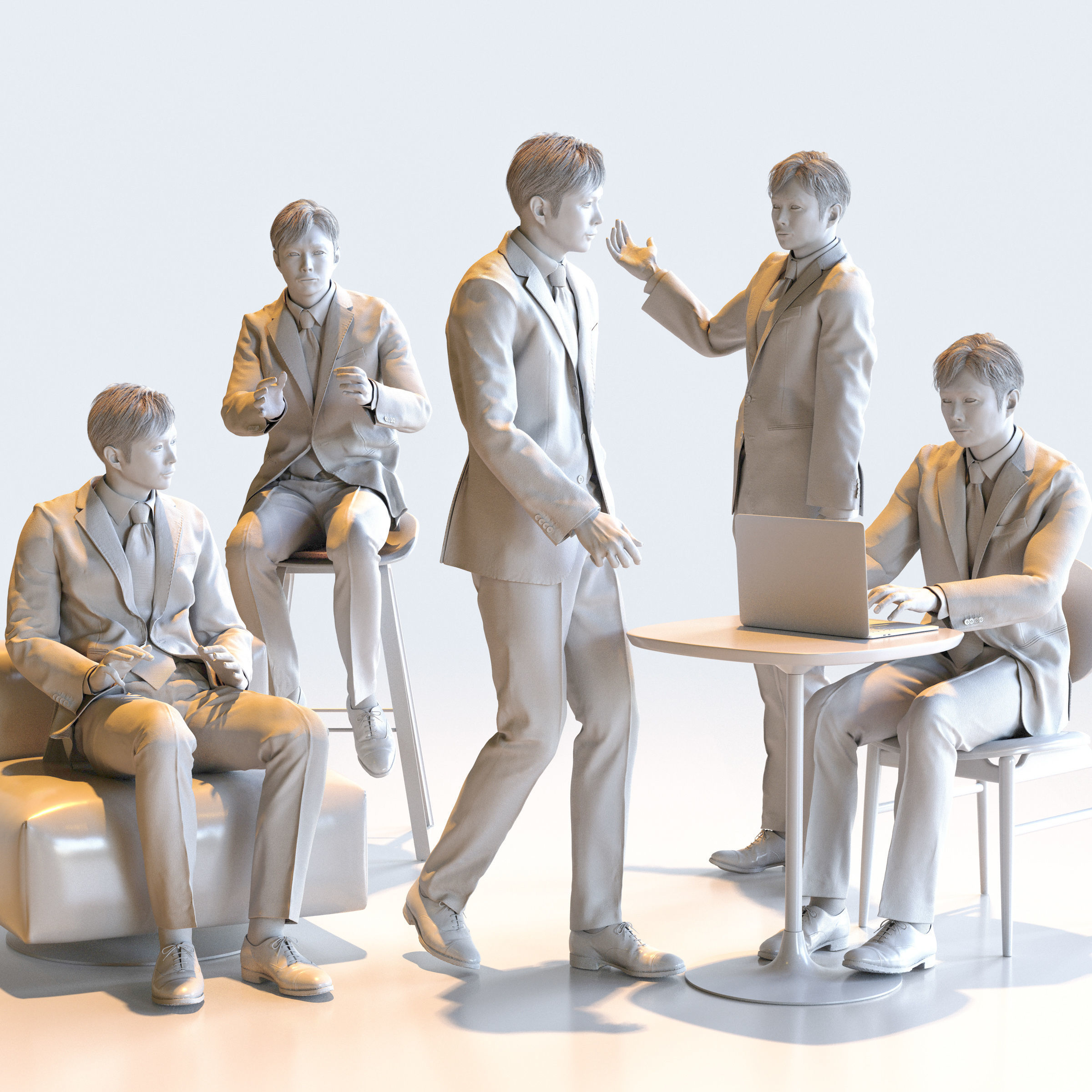 150x Posed Asian People Bundle 3D Model Collection_58