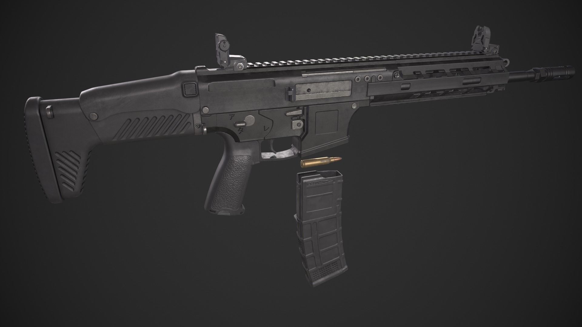 Howa Type 20 Rifle Low-poly 3D model_6