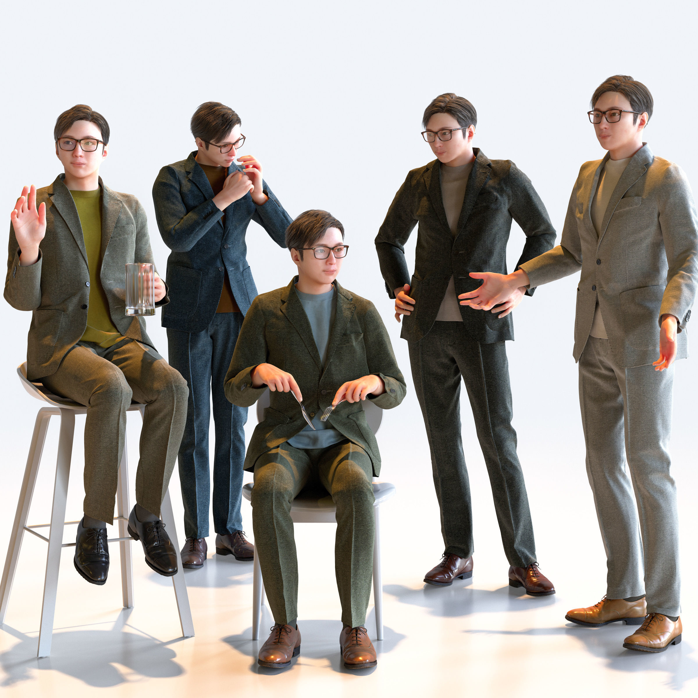 150 Posed and 30 A-pose Asian People Bundle 3D Model Collection_32