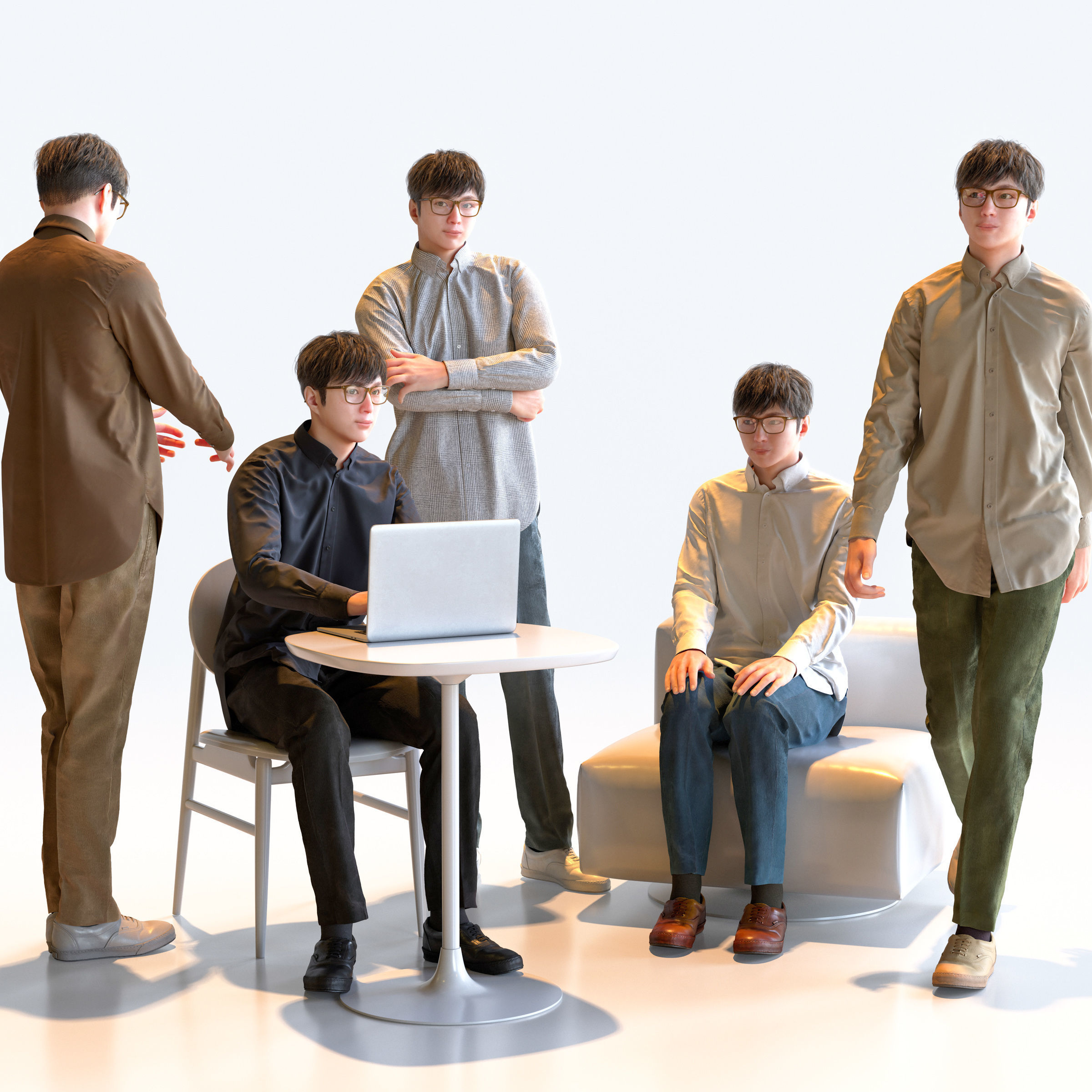 150 Posed and 30 A-pose Asian People Bundle 3D Model Collection_45