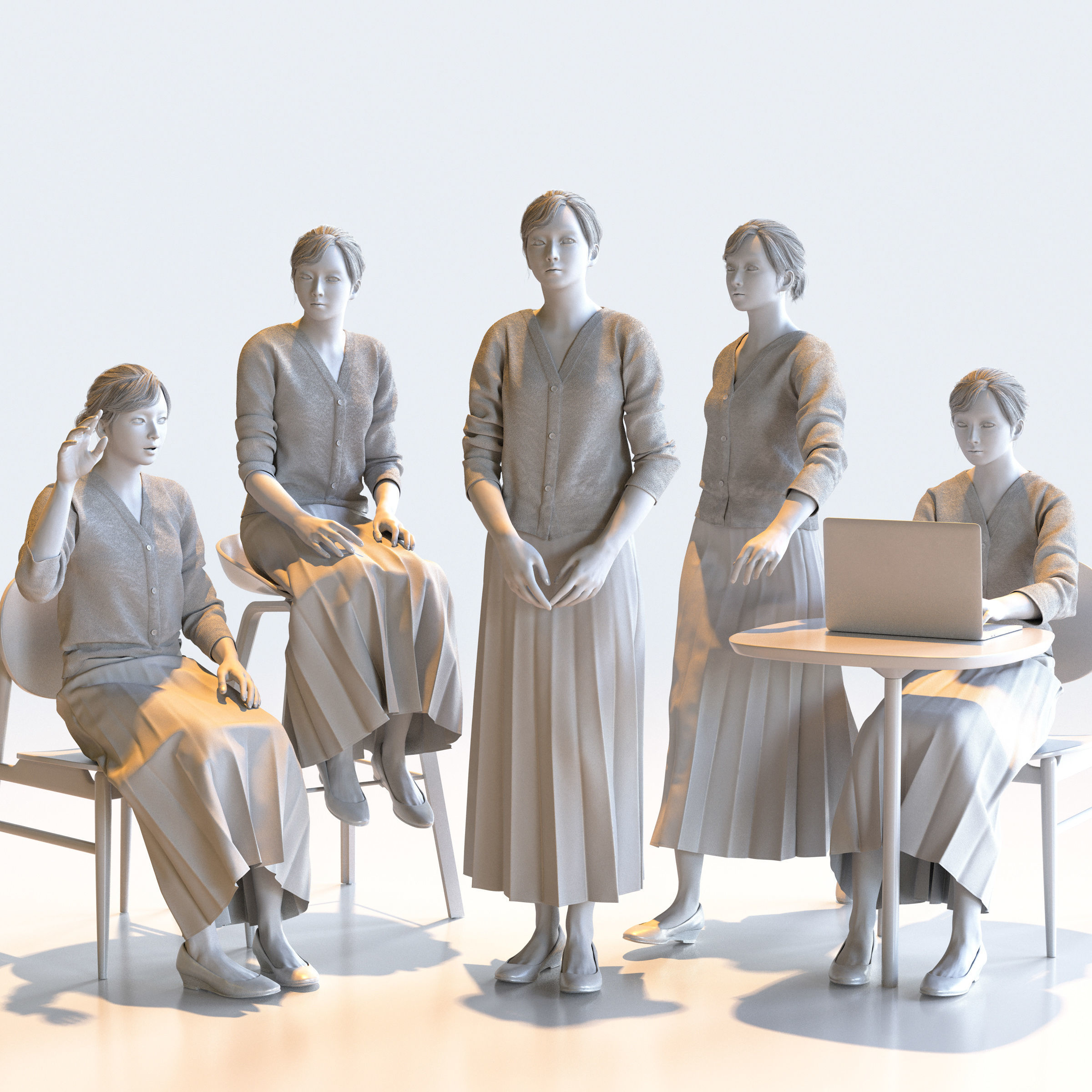 150 Posed and 30 A-pose Asian People Bundle 3D Model Collection_60