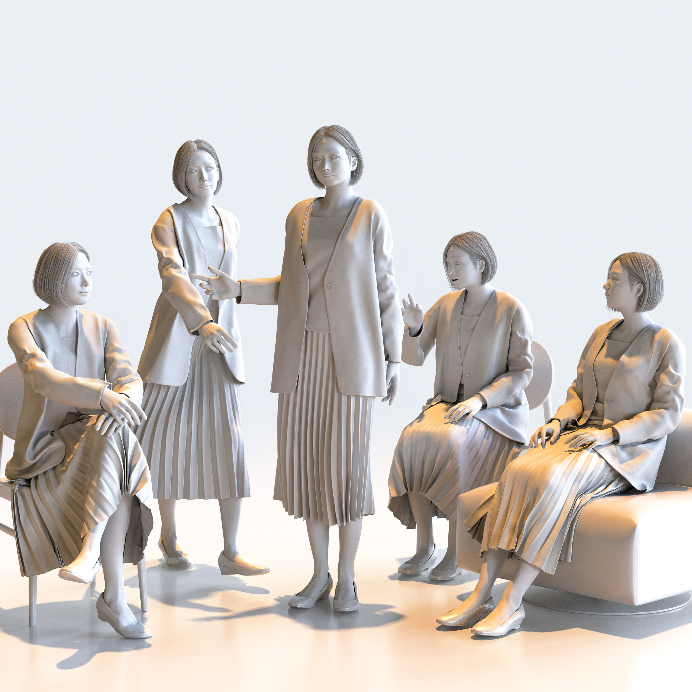 150 Posed and 30 A-pose Asian People Bundle 3D Model Collection_54