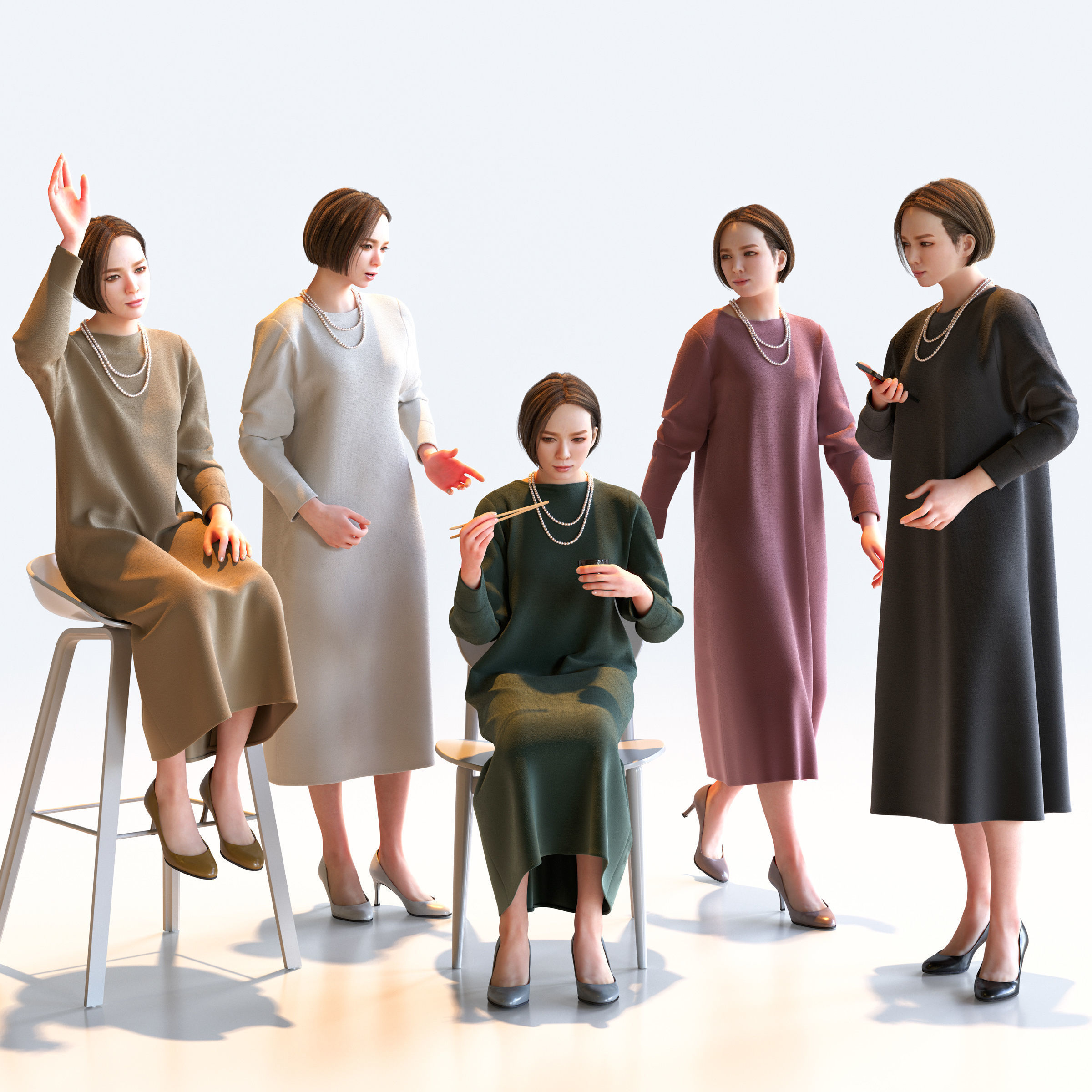 150 Posed and 30 A-pose Asian People Bundle 3D Model Collection_15