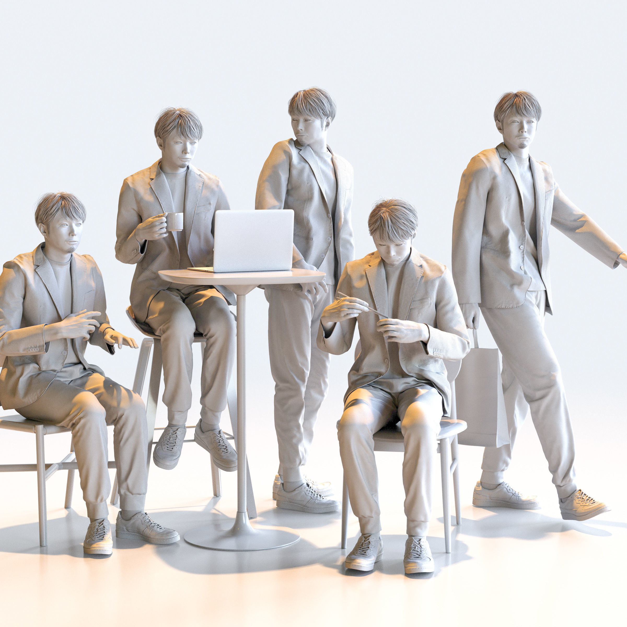150 Posed and 30 A-pose Asian People Bundle 3D Model Collection_44