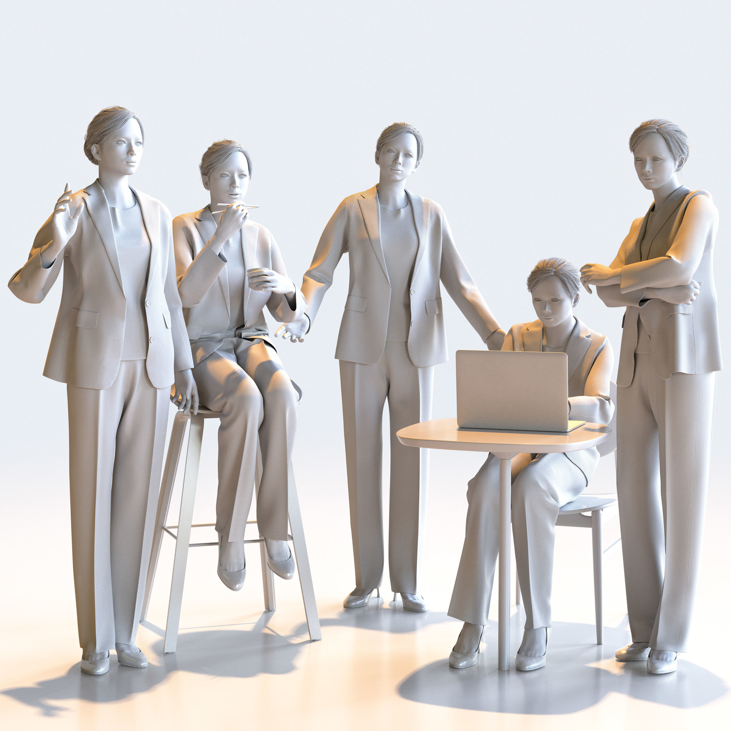 150 Posed and 30 A-pose Asian People Bundle 3D Model Collection_58