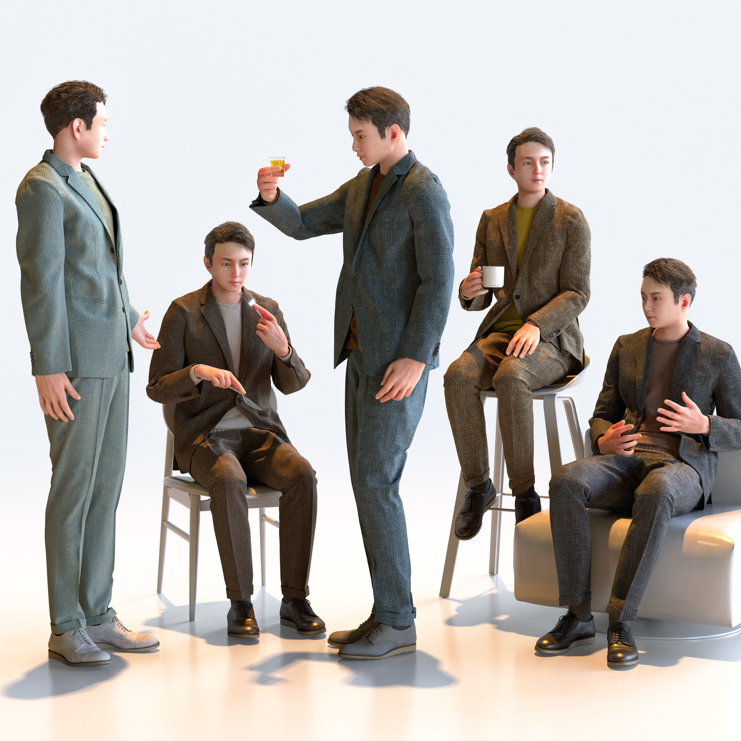 150 Posed and 30 A-pose Asian People Bundle 3D Model Collection_25