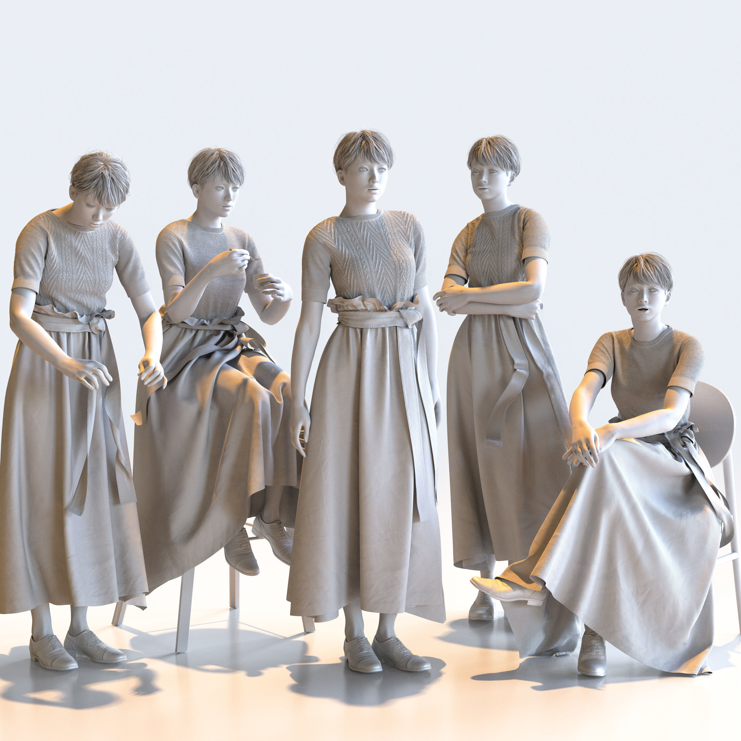 150 Posed and 30 A-pose Asian People Bundle 3D Model Collection_40