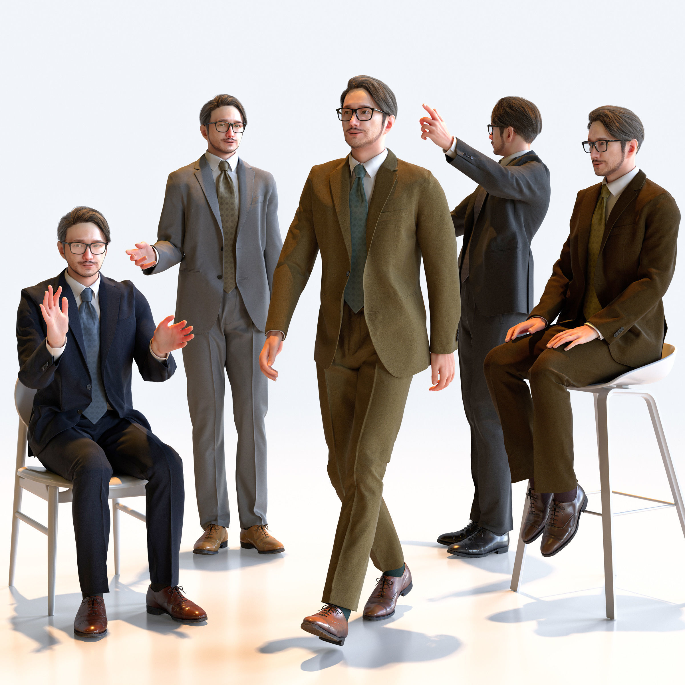 150 Posed and 30 A-pose Asian People Bundle 3D Model Collection_65