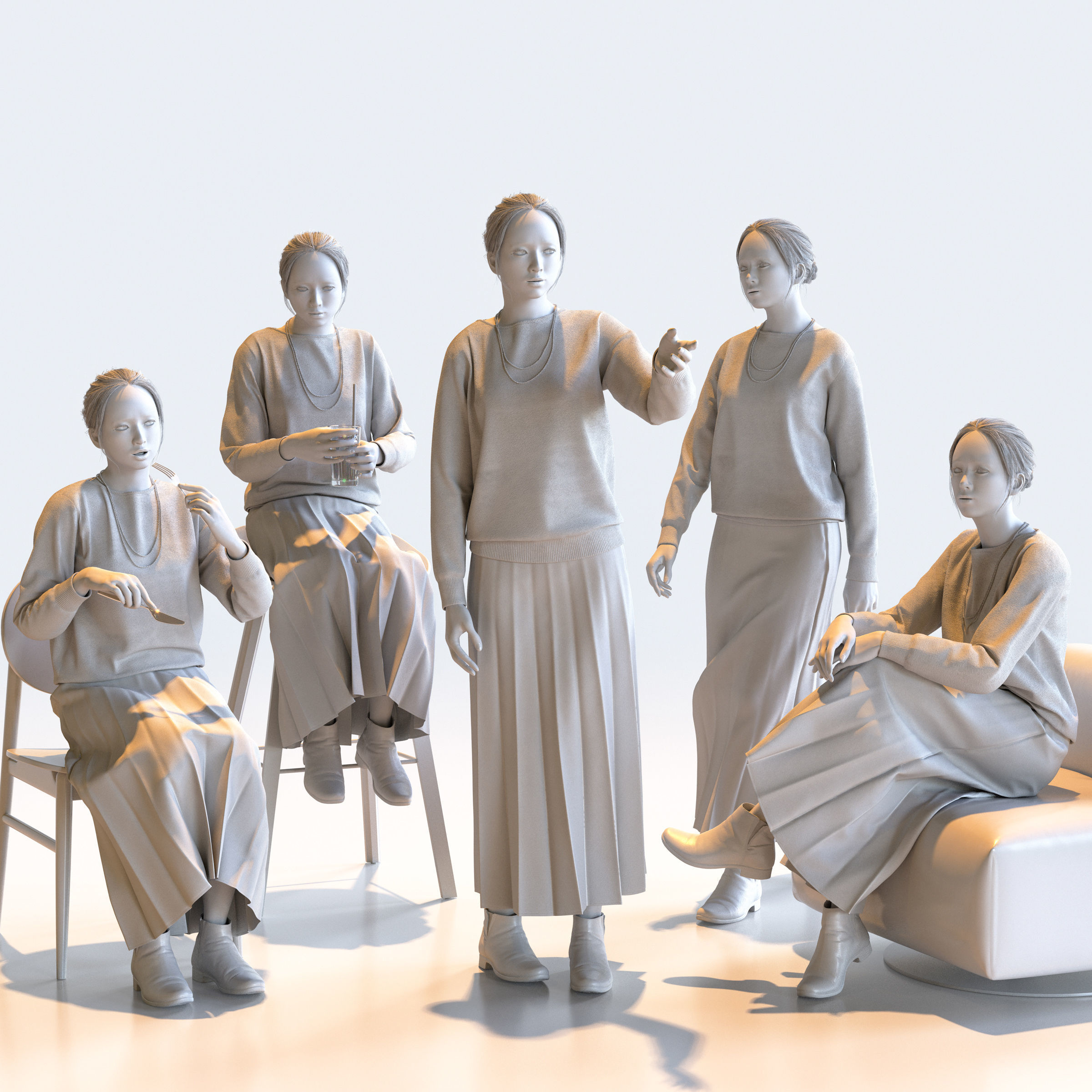 150 Posed and 30 A-pose Asian People Bundle 3D Model Collection_18