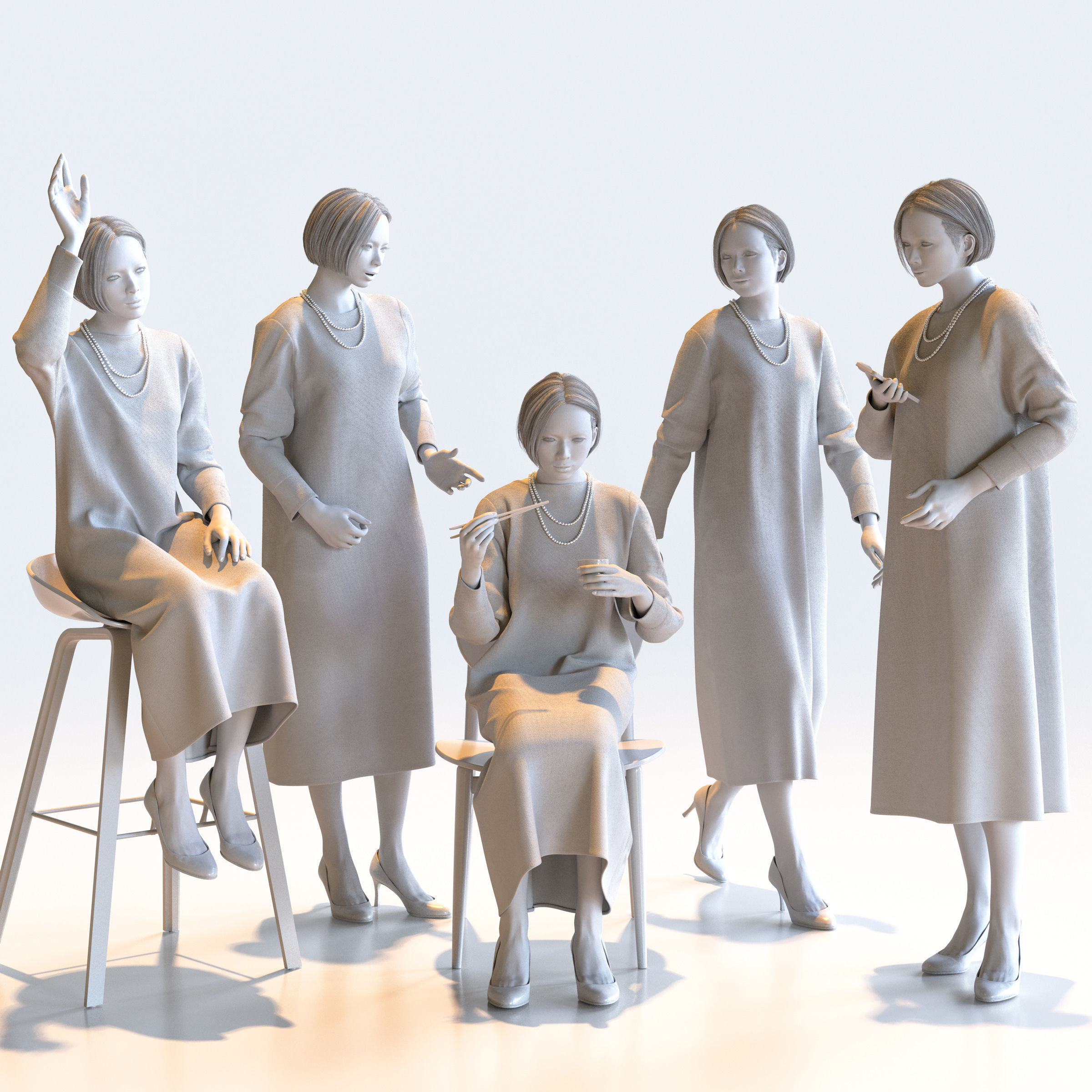 150 Posed and 30 A-pose Asian People Bundle 3D Model Collection_16