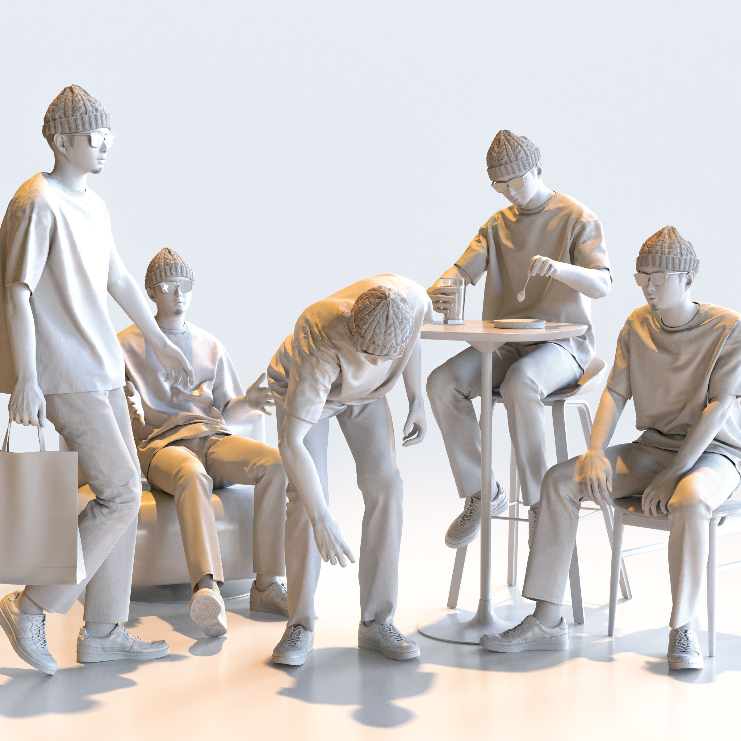 150 Posed and 30 A-pose Asian People Bundle 3D Model Collection_48