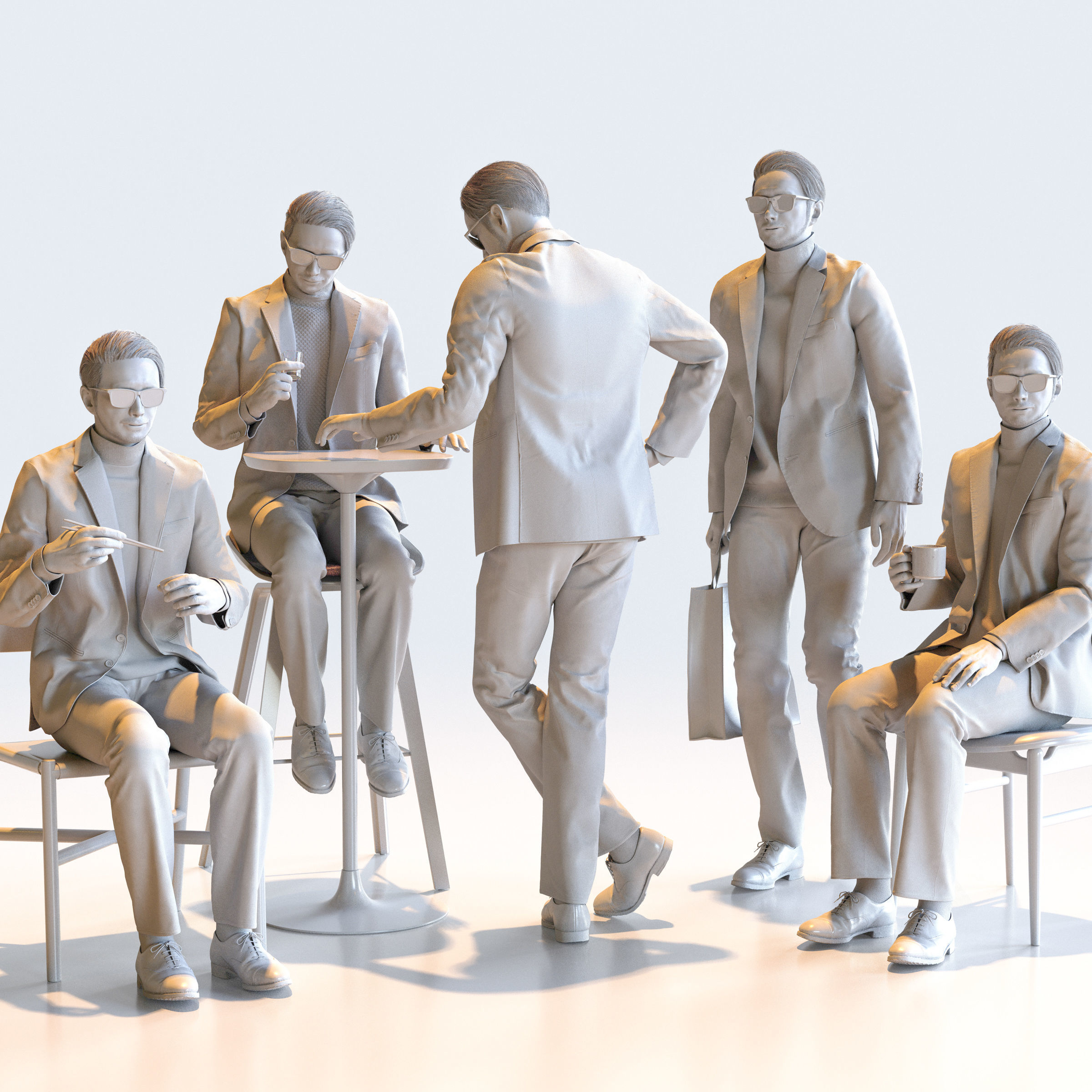 150 Posed and 30 A-pose Asian People Bundle 3D Model Collection_24