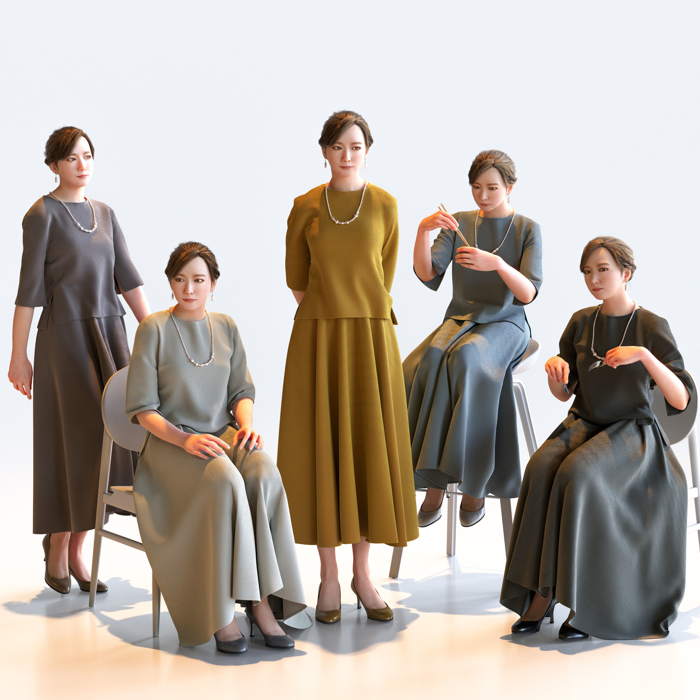 150 Posed and 30 A-pose Asian People Bundle 3D Model Collection_13