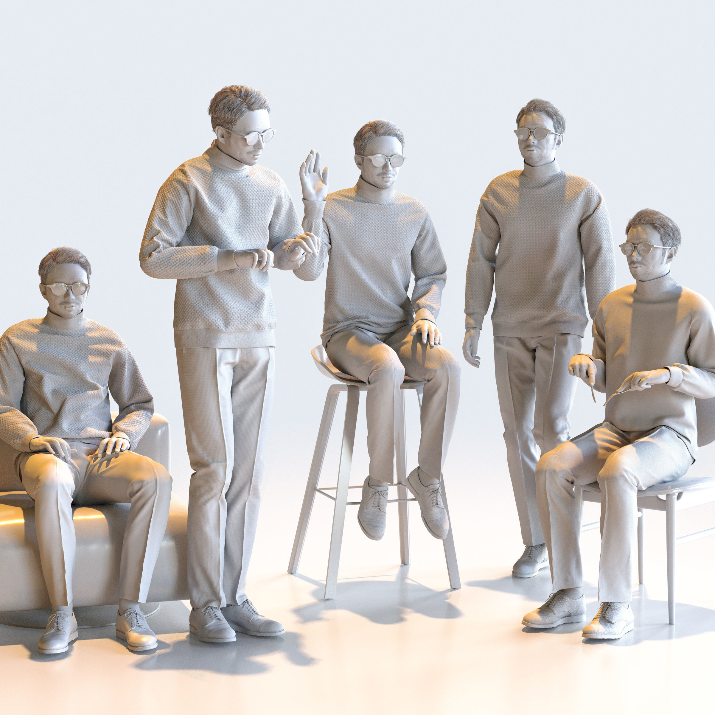 150 Posed and 30 A-pose Asian People Bundle 3D Model Collection_50