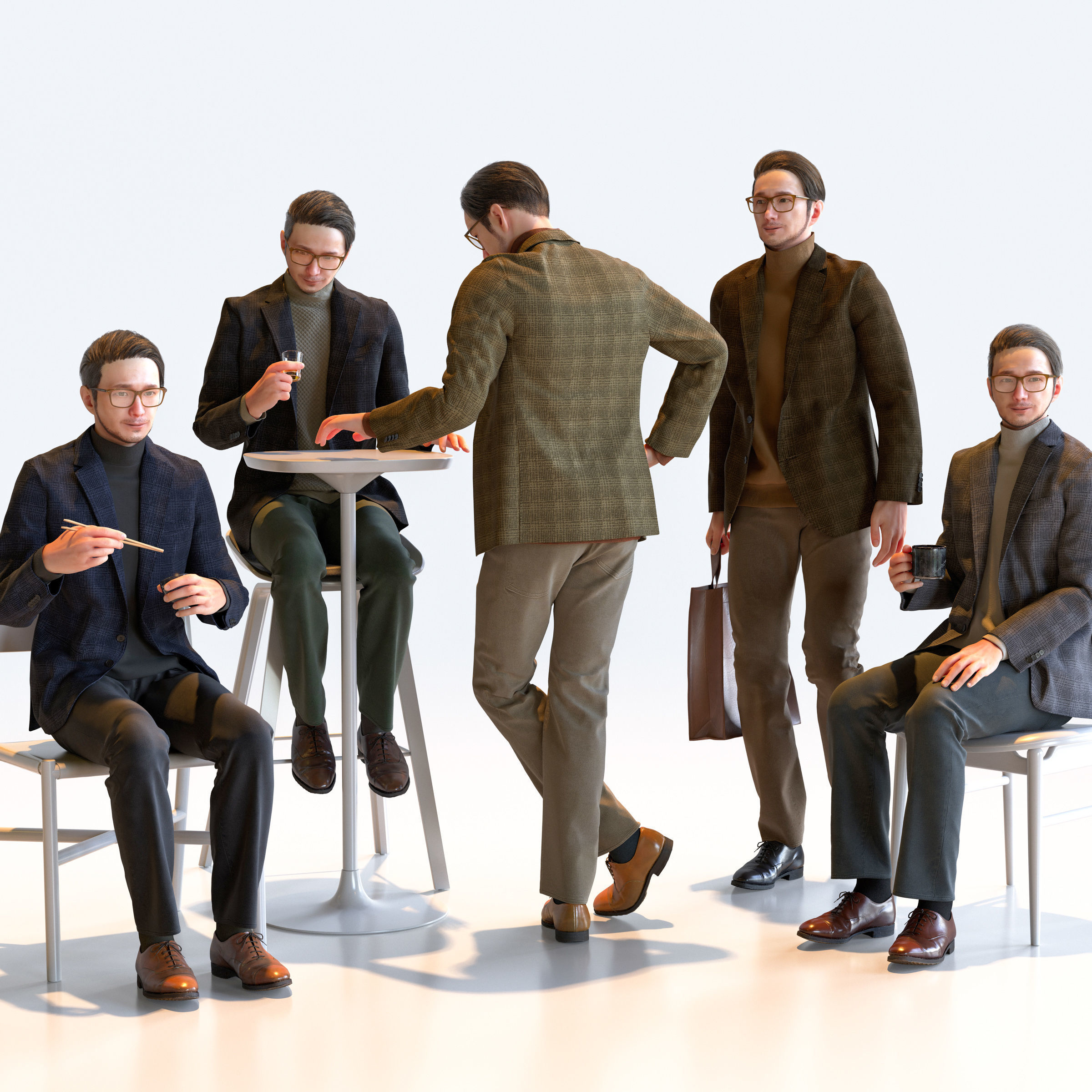 150 Posed and 30 A-pose Asian People Bundle 3D Model Collection_23