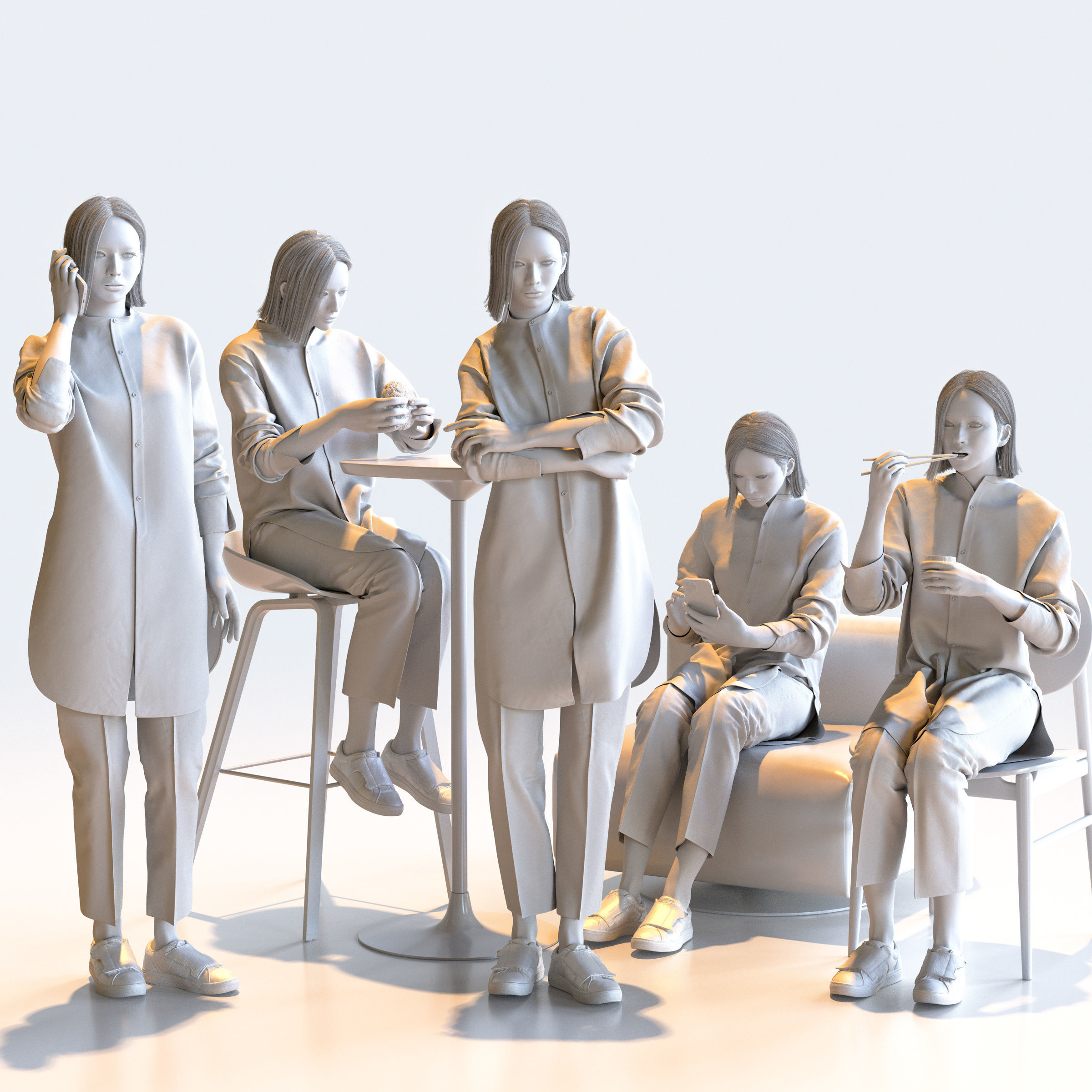 150 Posed and 30 A-pose Asian People Bundle 3D Model Collection_38