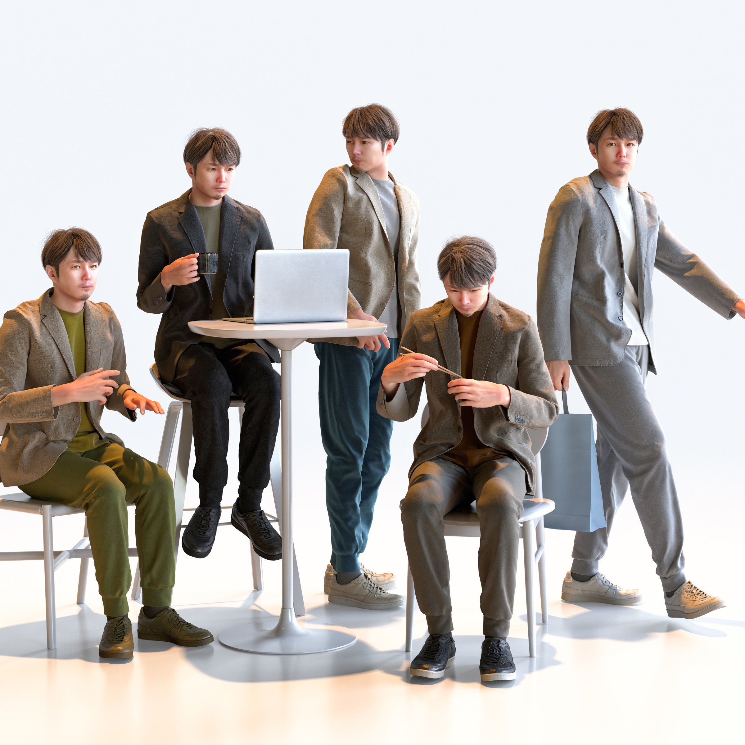 150 Posed and 30 A-pose Asian People Bundle 3D Model Collection_43