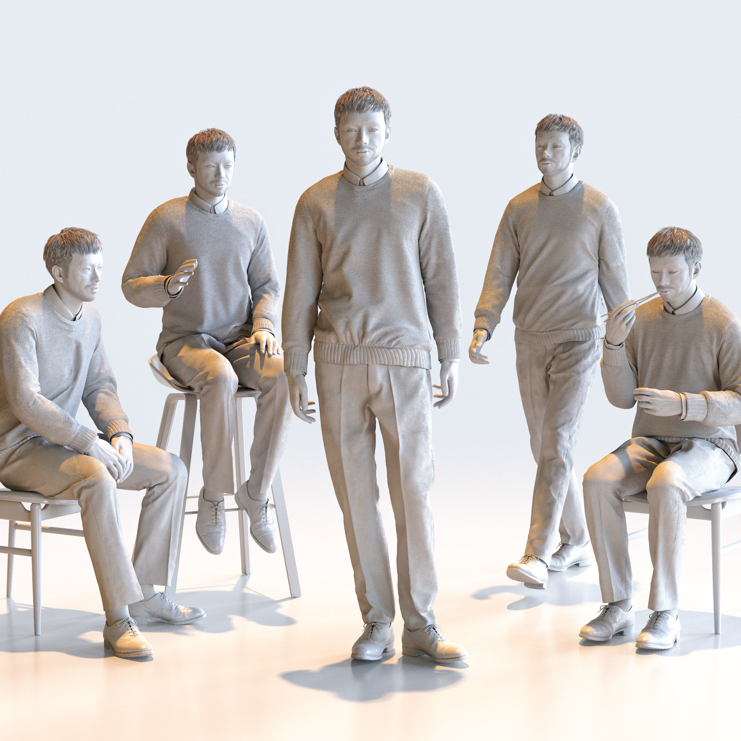 150 Posed and 30 A-pose Asian People Bundle 3D Model Collection_28