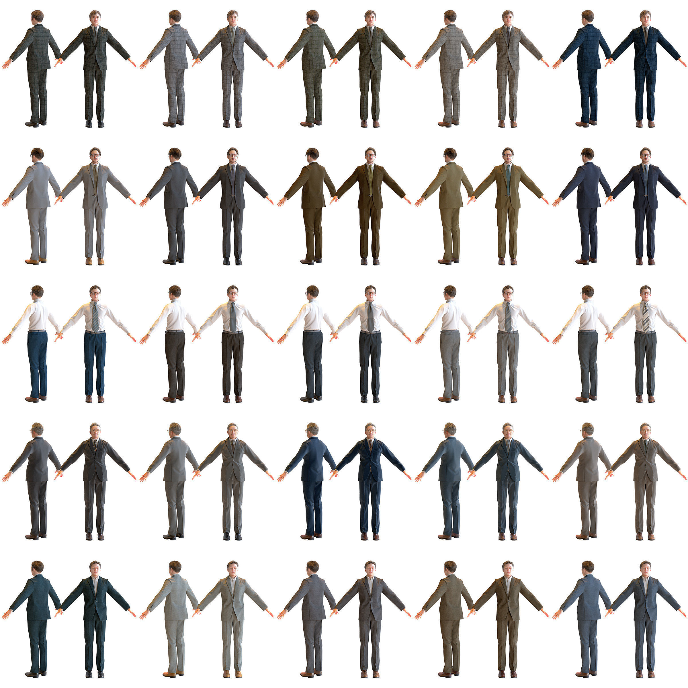 150 Posed and 30 A-pose Asian People Bundle 3D Model Collection_8