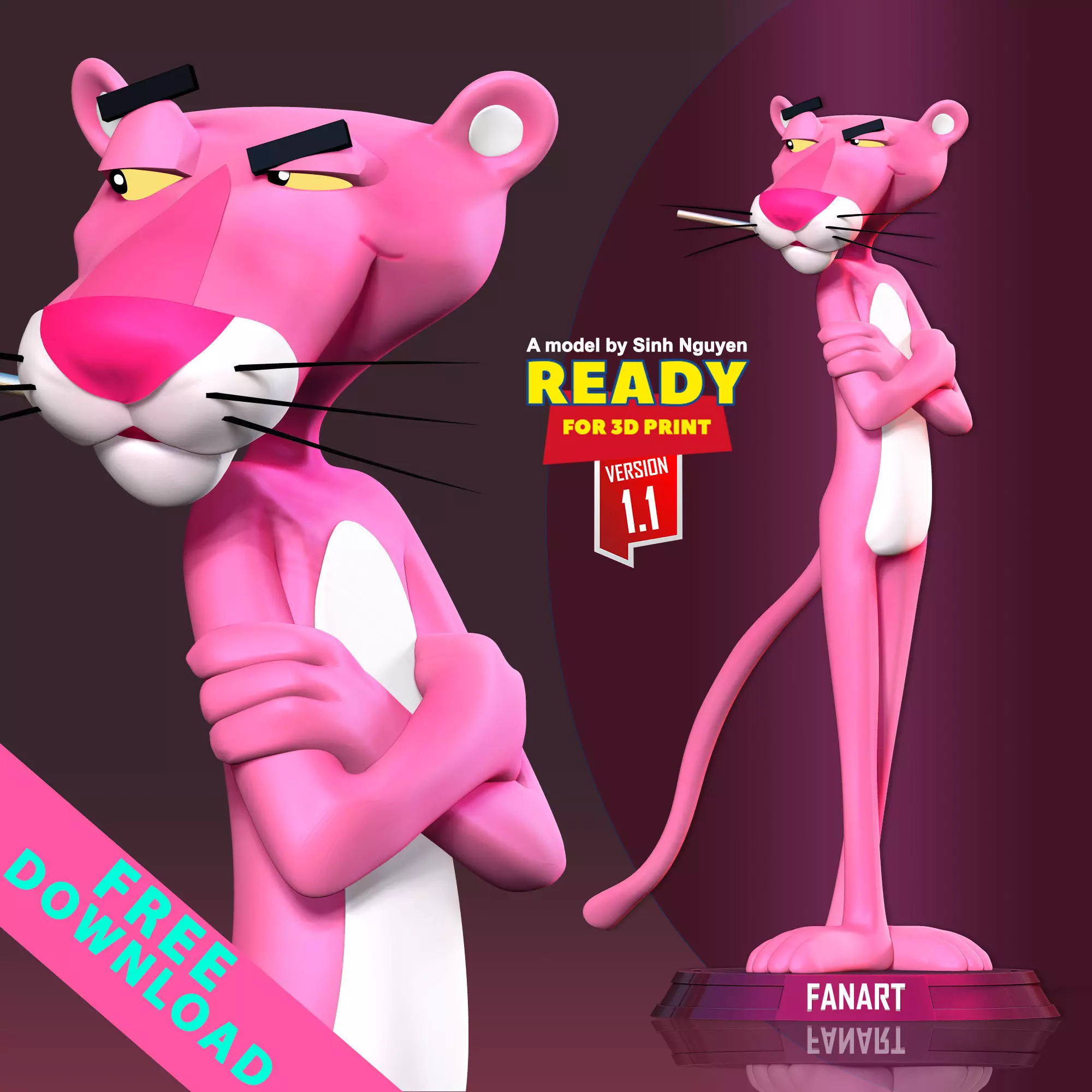 Pink Panther Free 3D print model