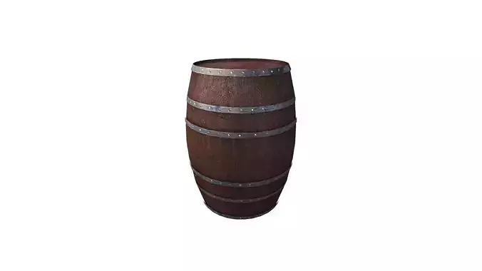  Low Poly 3d Model of wooden barrel for game use Low-poly 3D model
