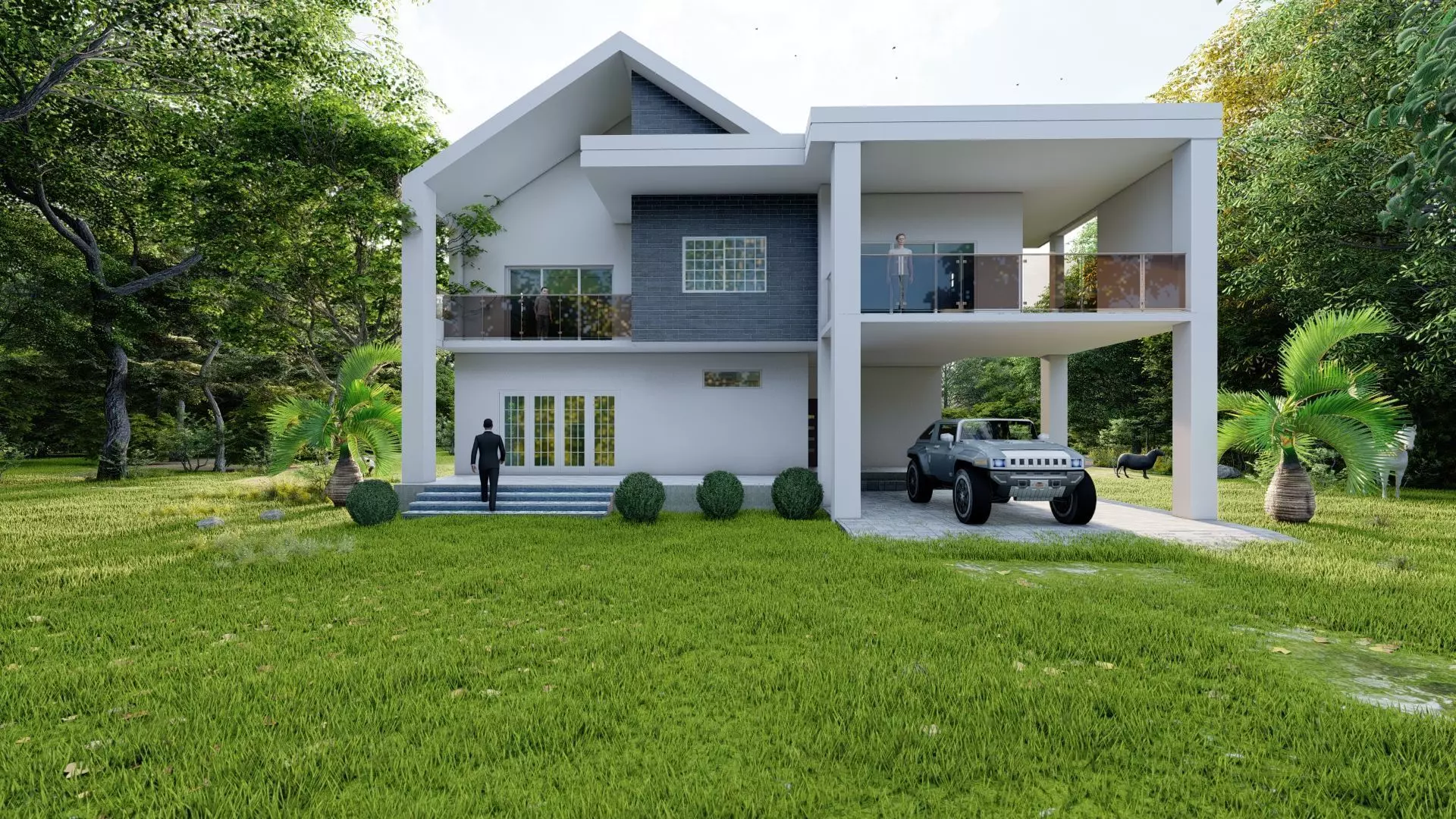 Modern House Plan Low-poly 3D model