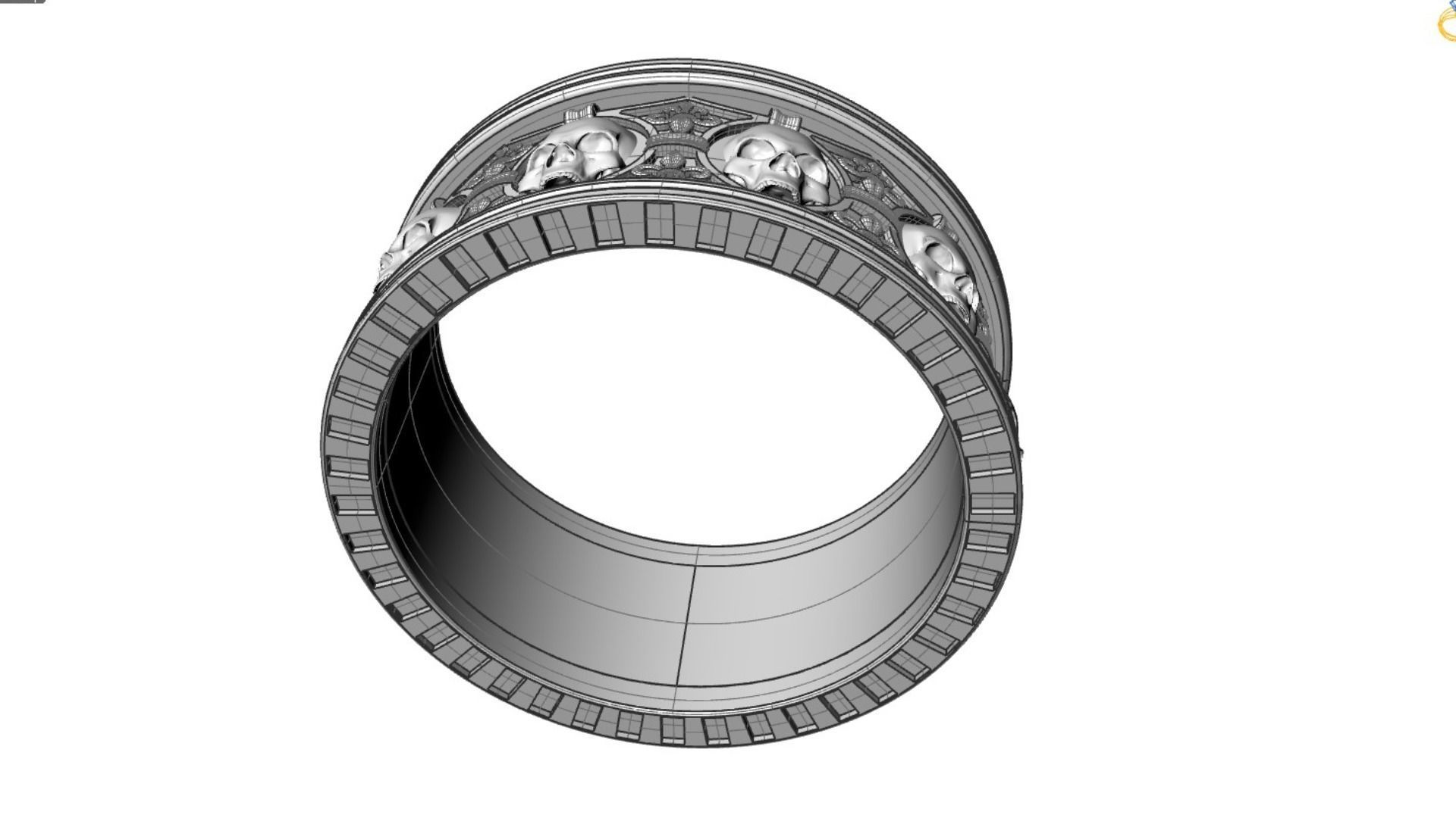 Ring skull with heraldic lily many sizes 3D print model_6