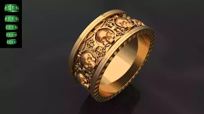Ring skull with heraldic lily many sizes 