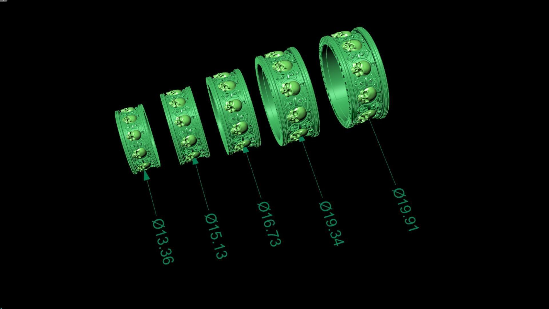 Ring skull with heraldic lily many sizes 3D print model_4