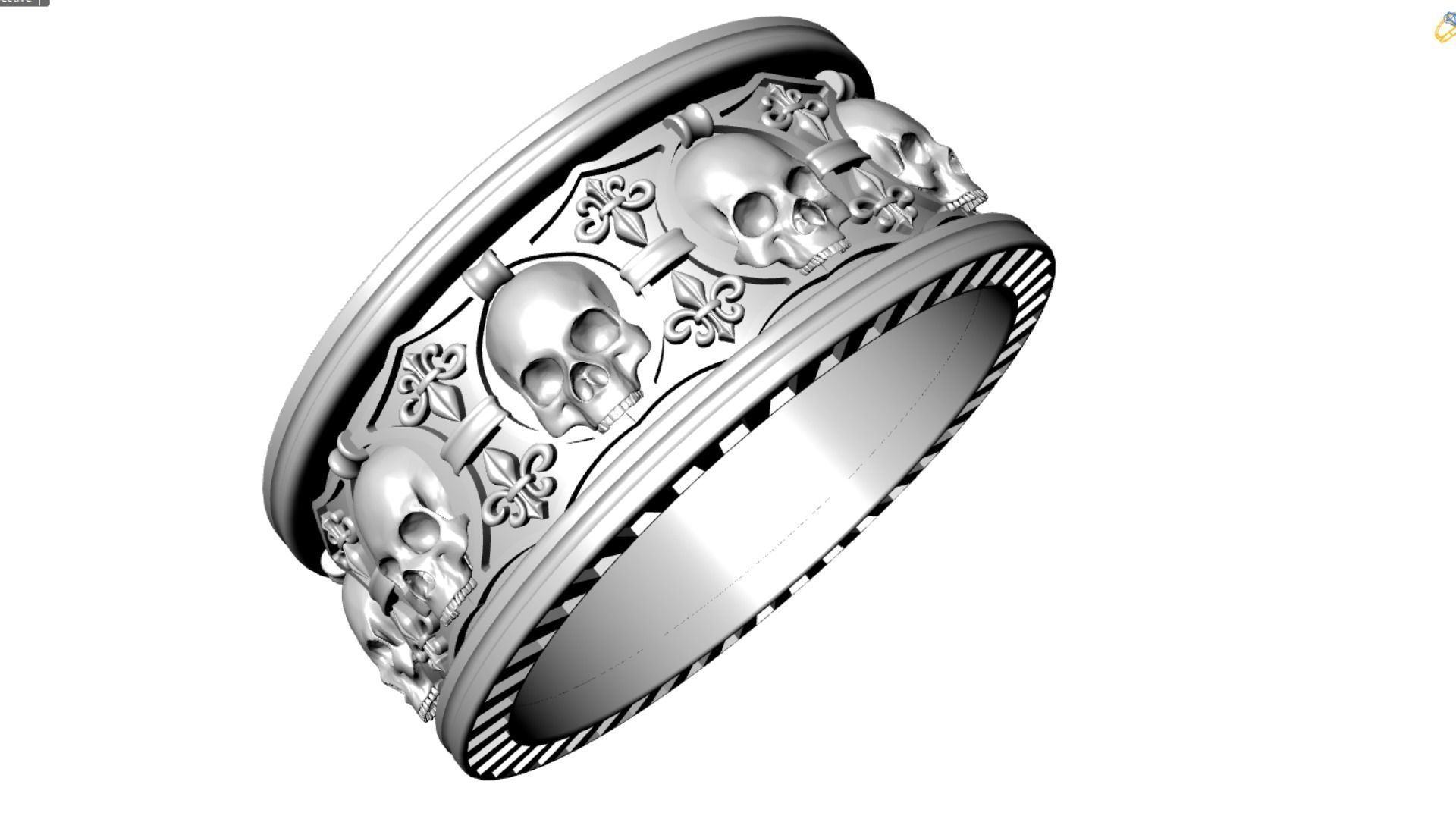 Ring skull with heraldic lily many sizes 3D print model_26