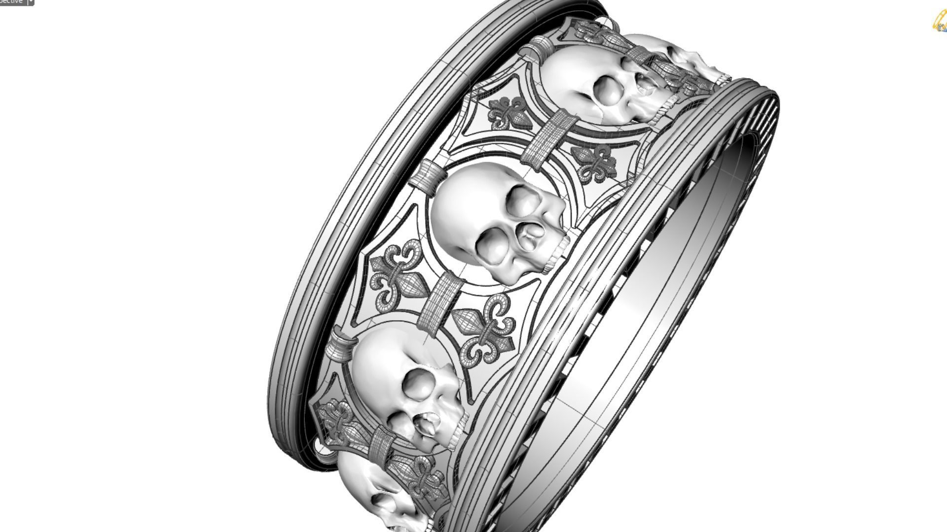 Ring skull with heraldic lily many sizes 3D print model_14