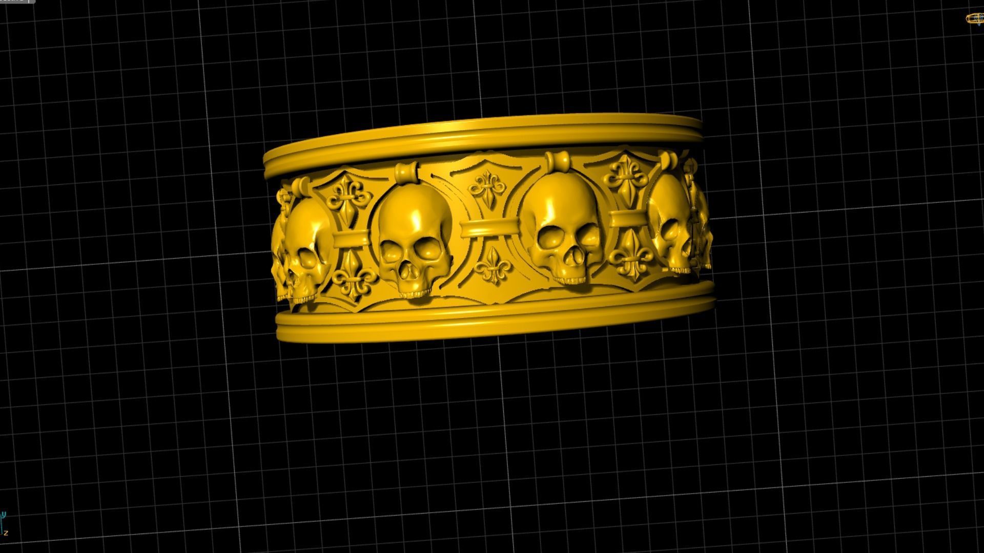 Ring skull with heraldic lily many sizes 3D print model_12